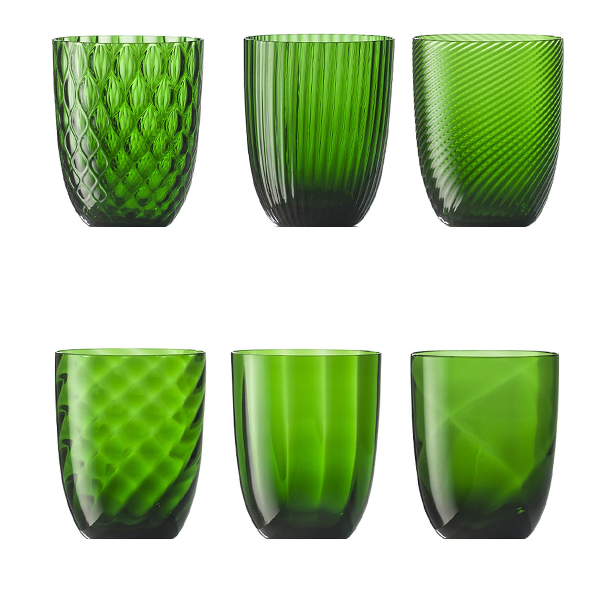 Idra Pine-Green Set of 6 Assorted Glasses - Main view
