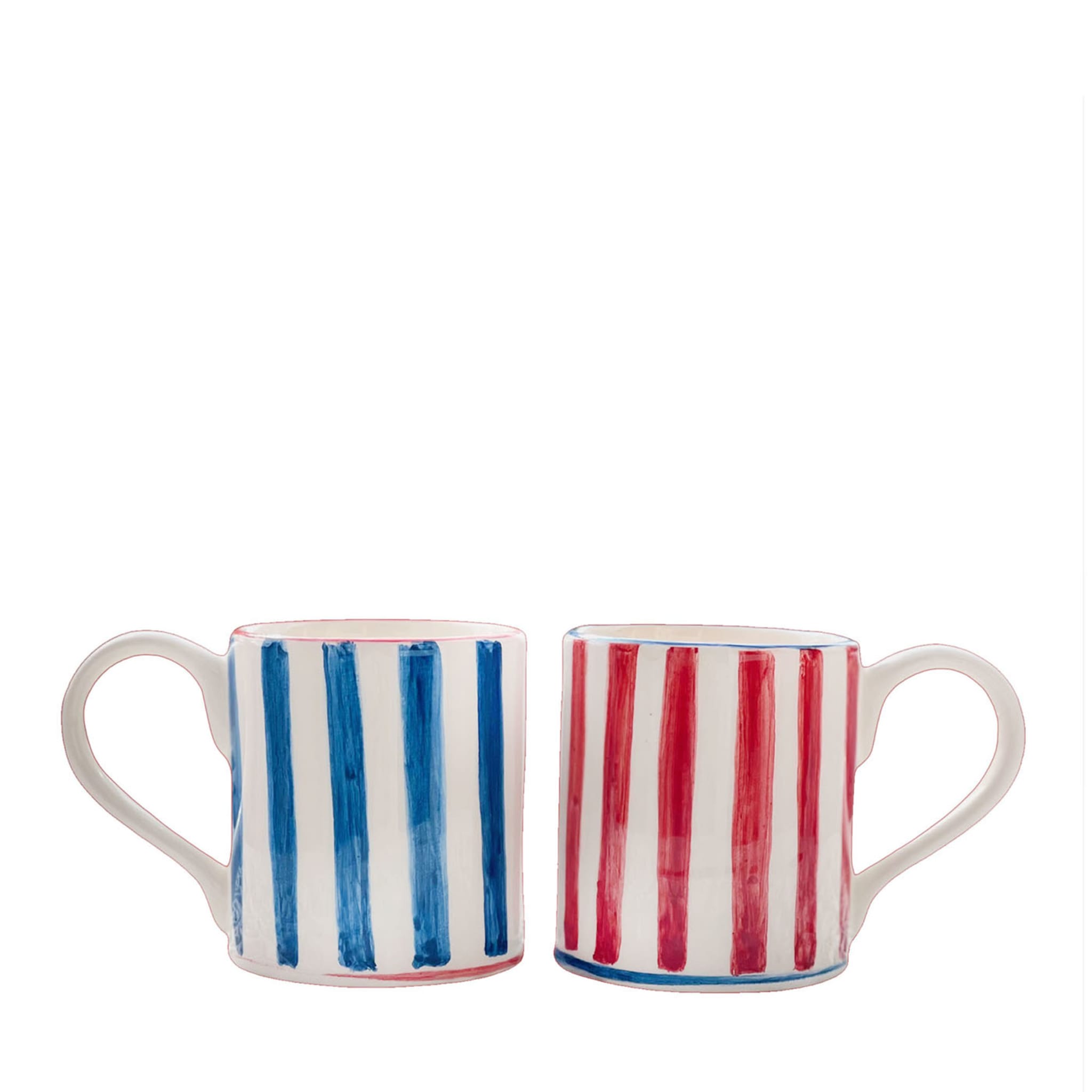 Set of 6 Ceramic Red and Blue Mugs - Main view