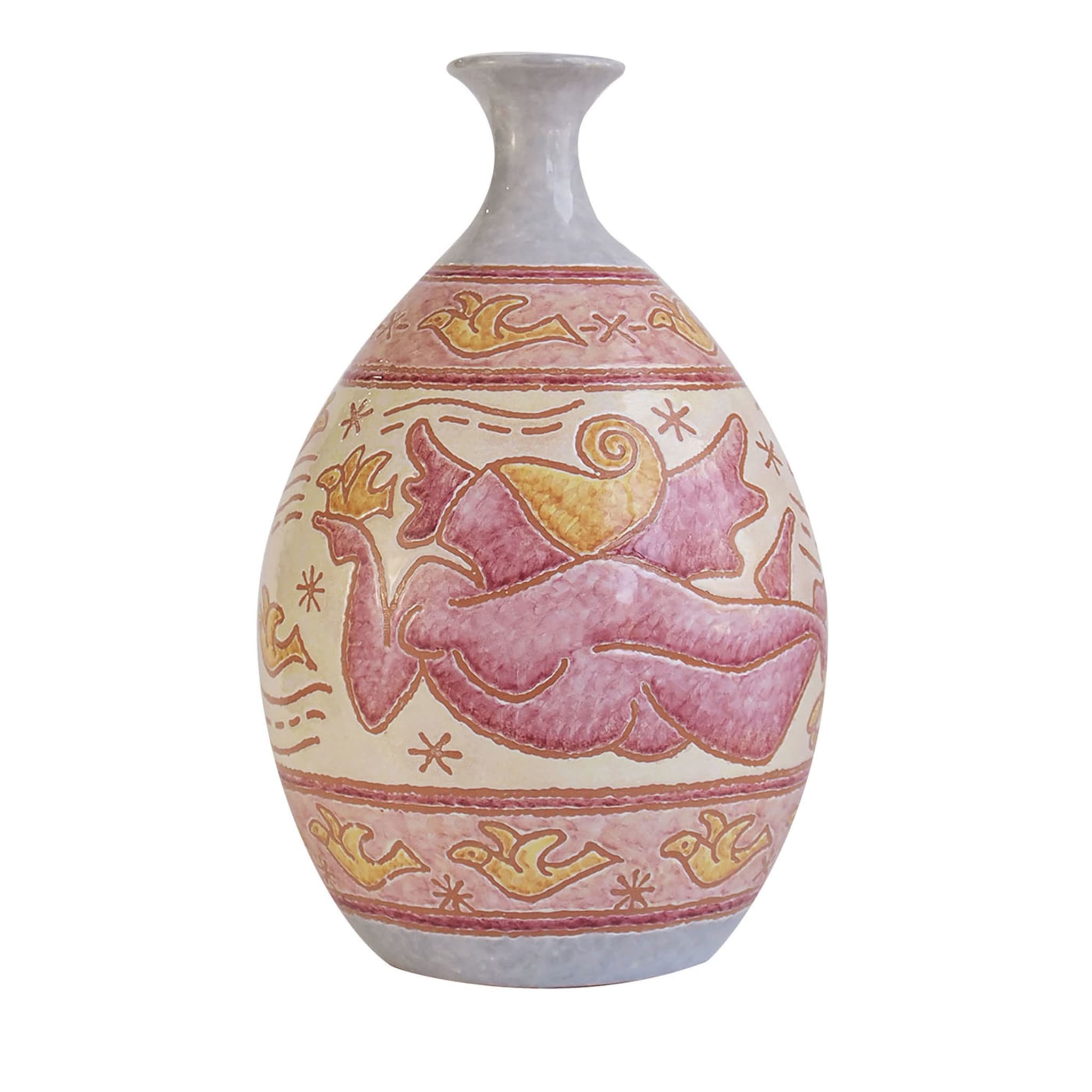 Gemusterte Vase Rot &amp; Gelb - Hauptansicht
