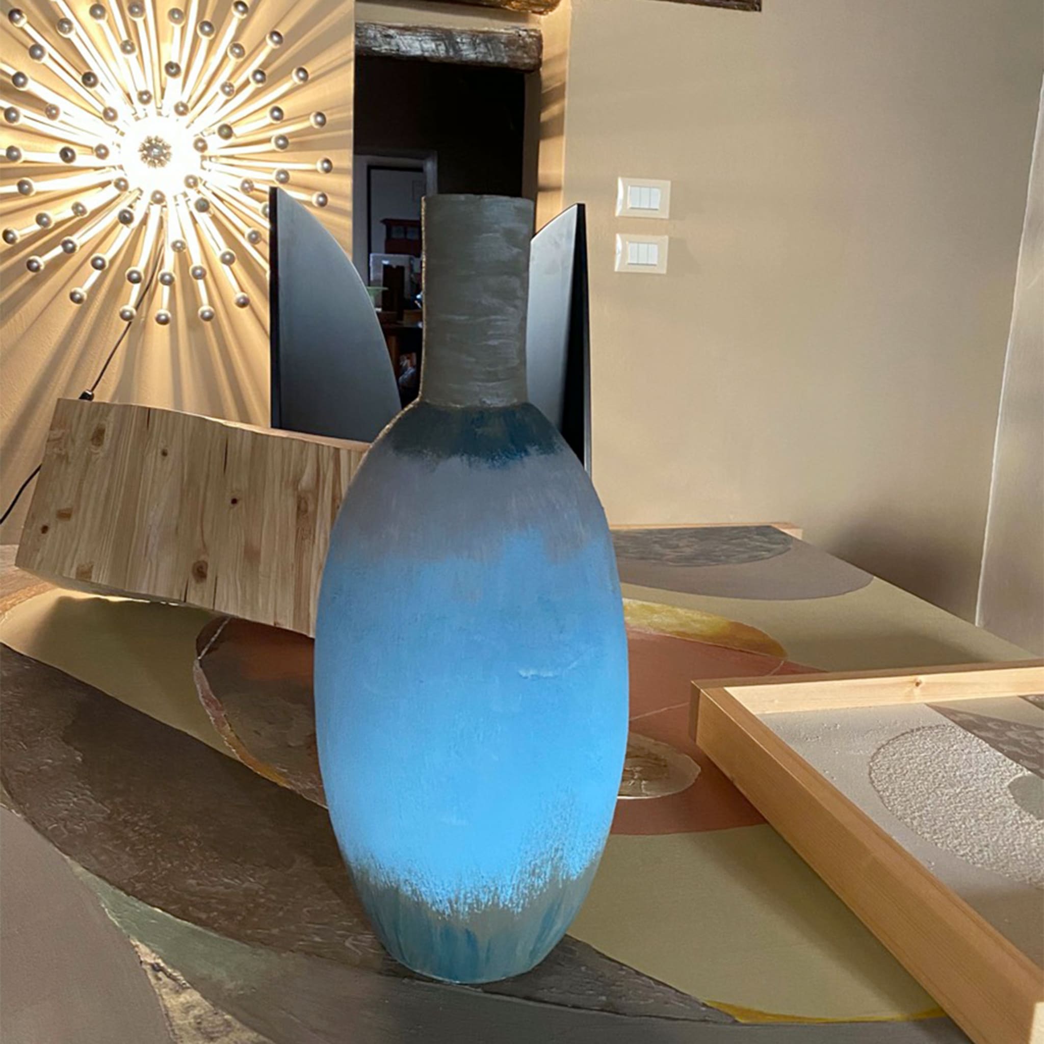 Bulging Light-Blue, Gray, Green Vase 13 by Mascia Meccani - Alternative view 5