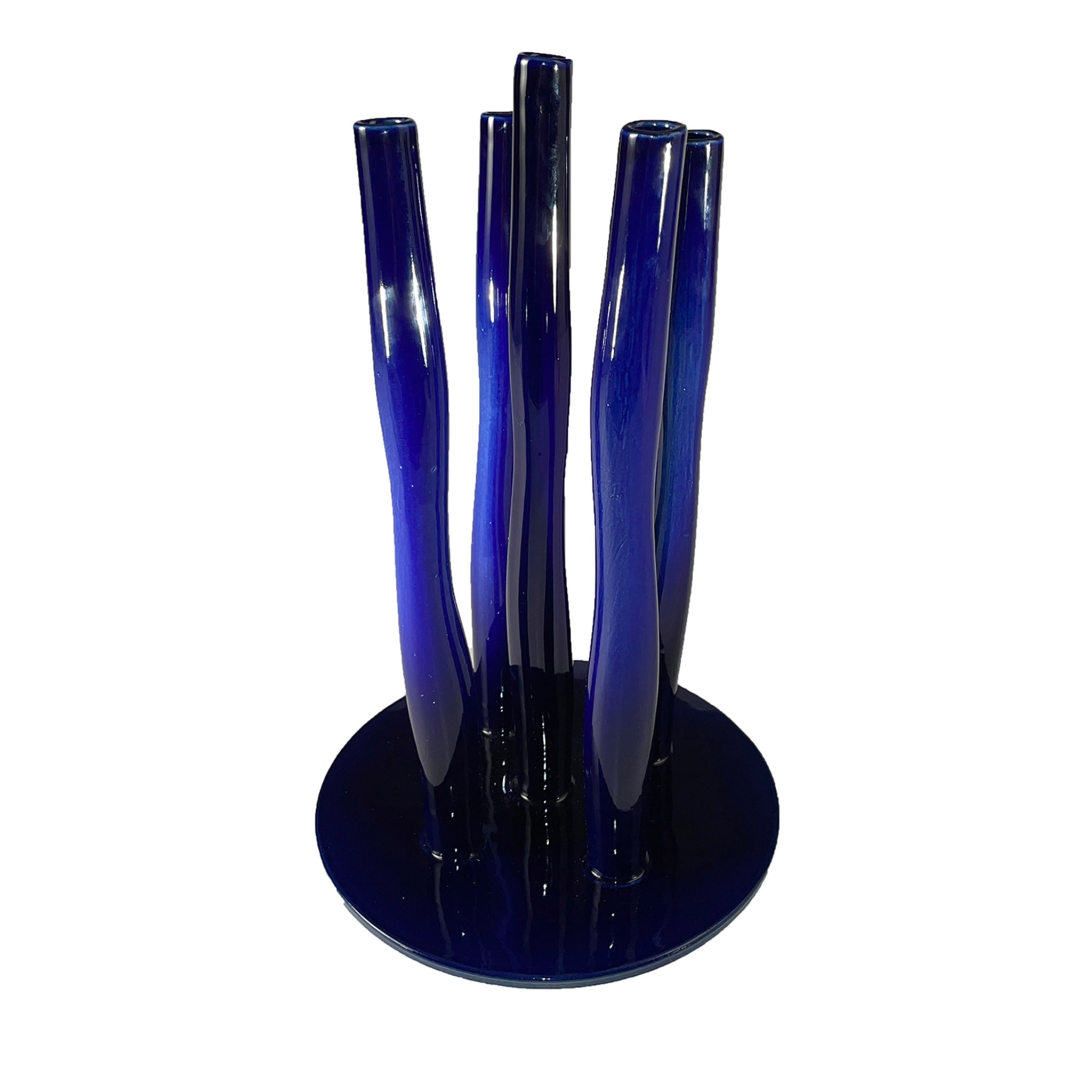 Vase rond bleu en forêt de bambous - Vue principale