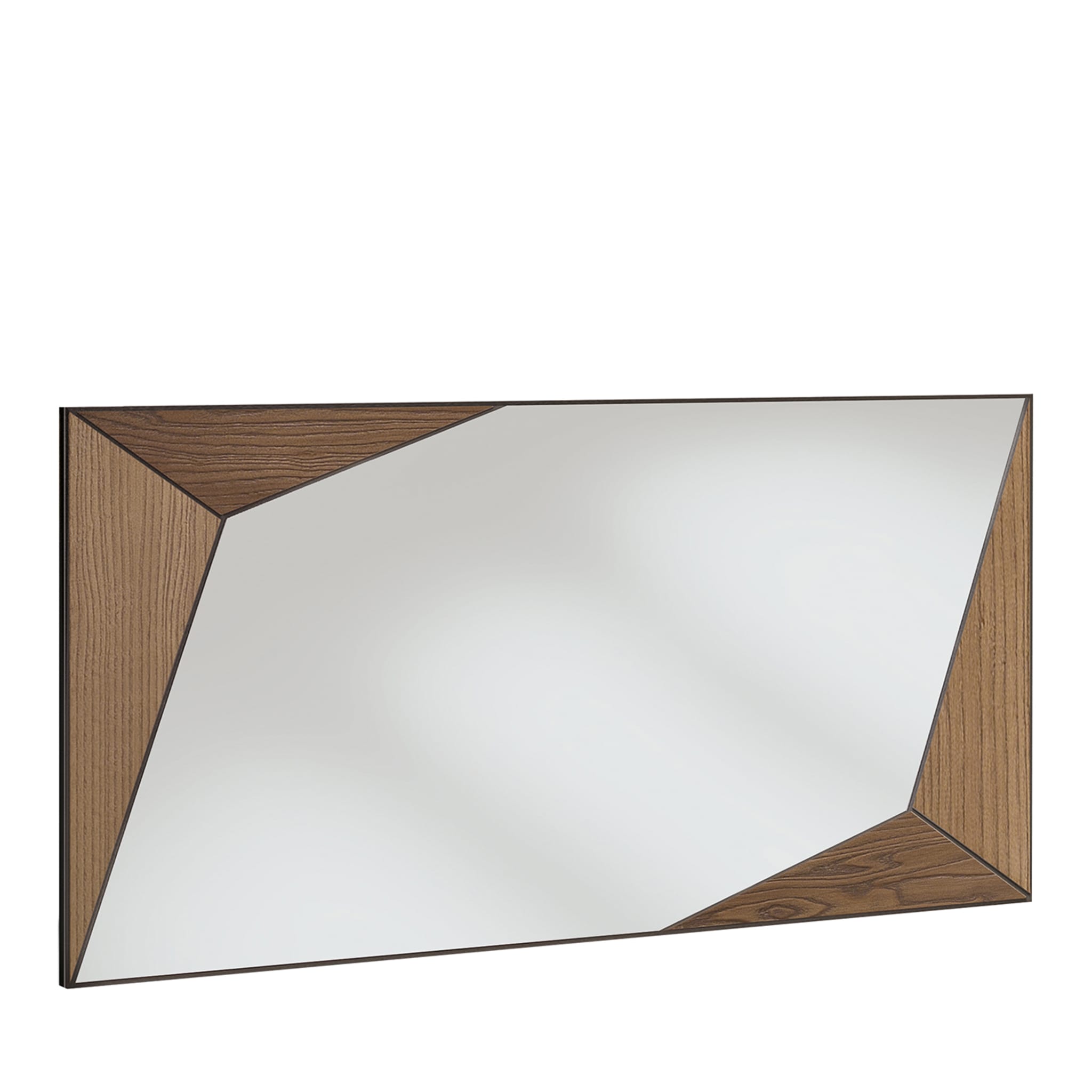 Geometric-Style Rectangular Brown Mirror - Main view