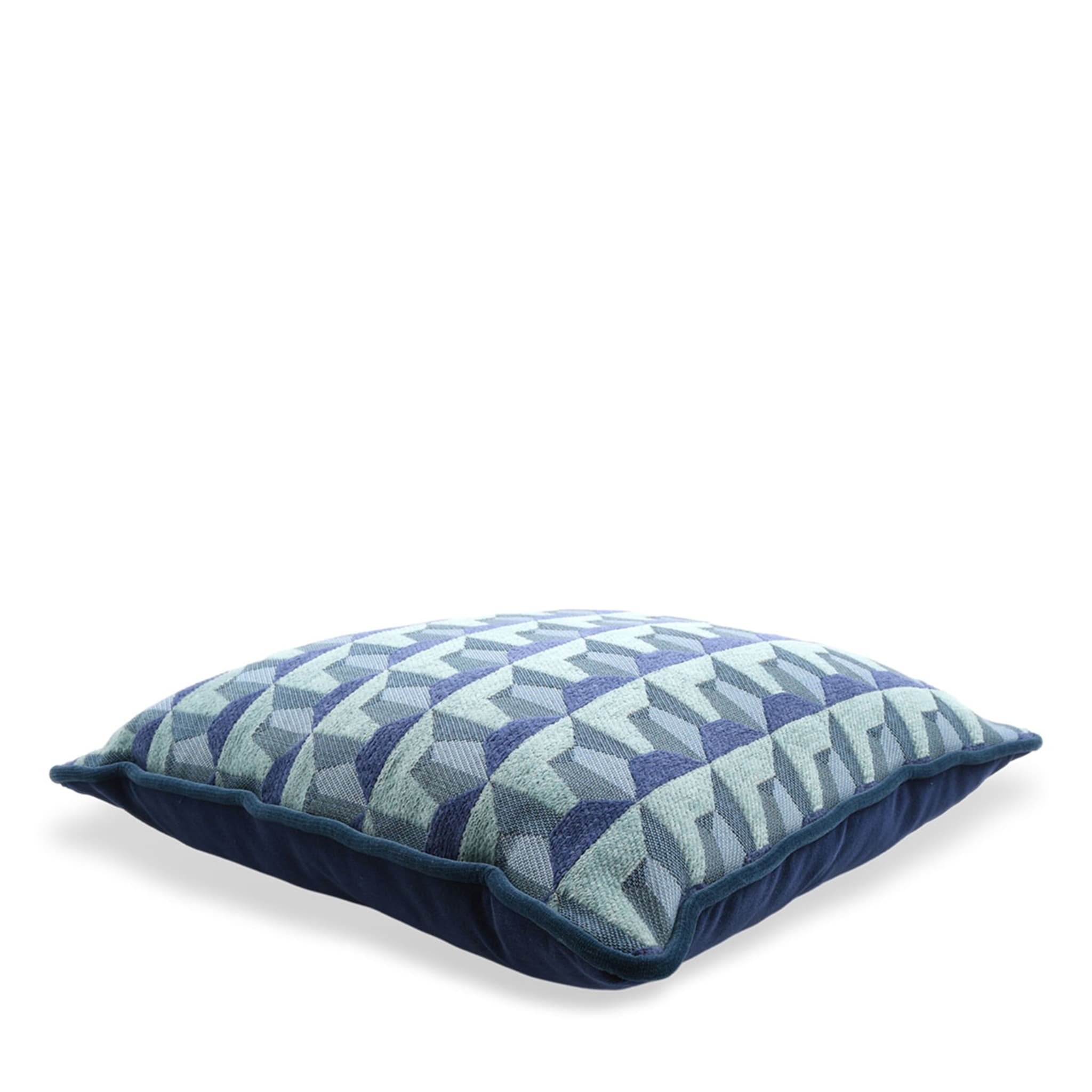 Blue Carrè Cushion in Relief jacquard fabric - Alternative view 2