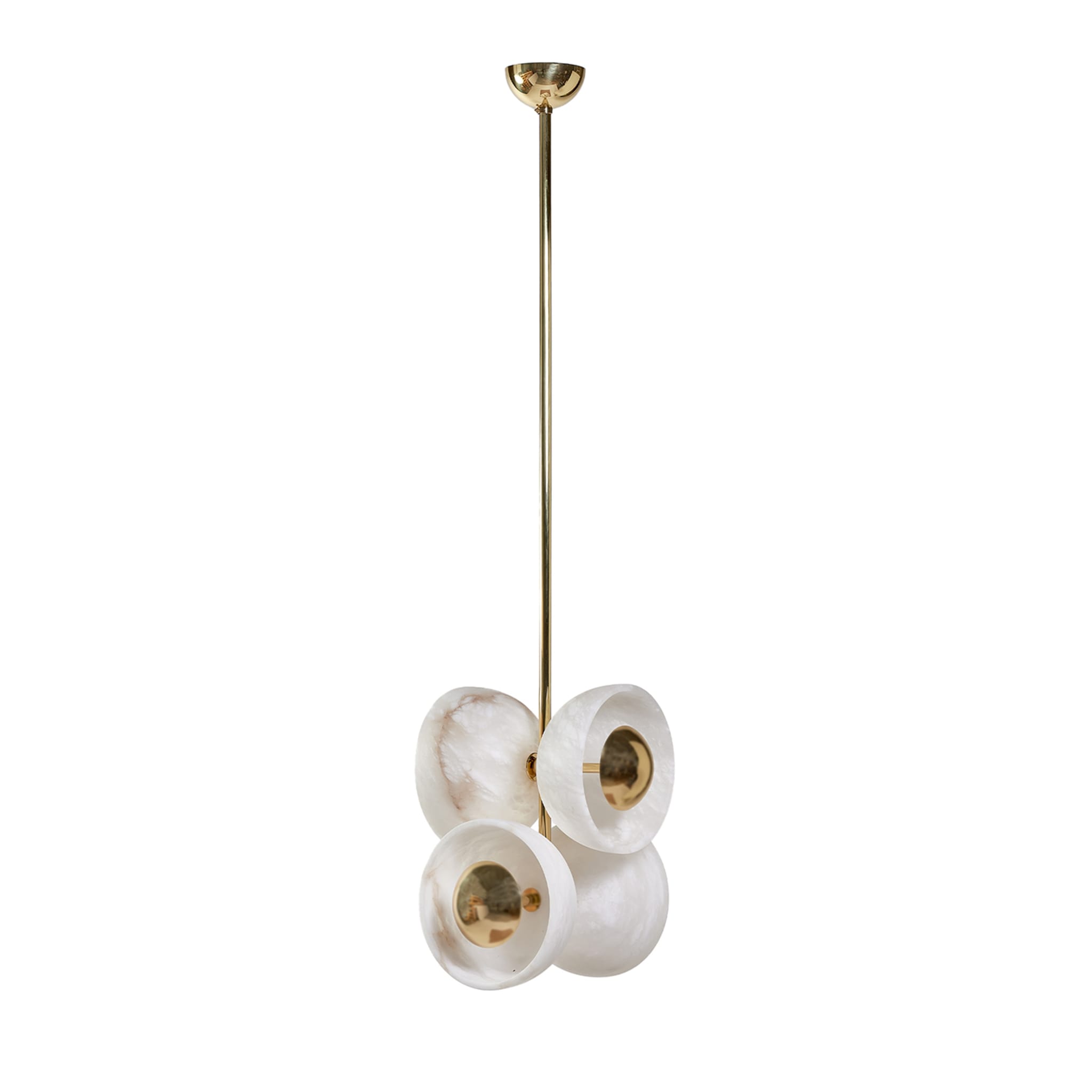 "Butterfly" Pendant Lamp in Polished Brass and Alabaster - Main view