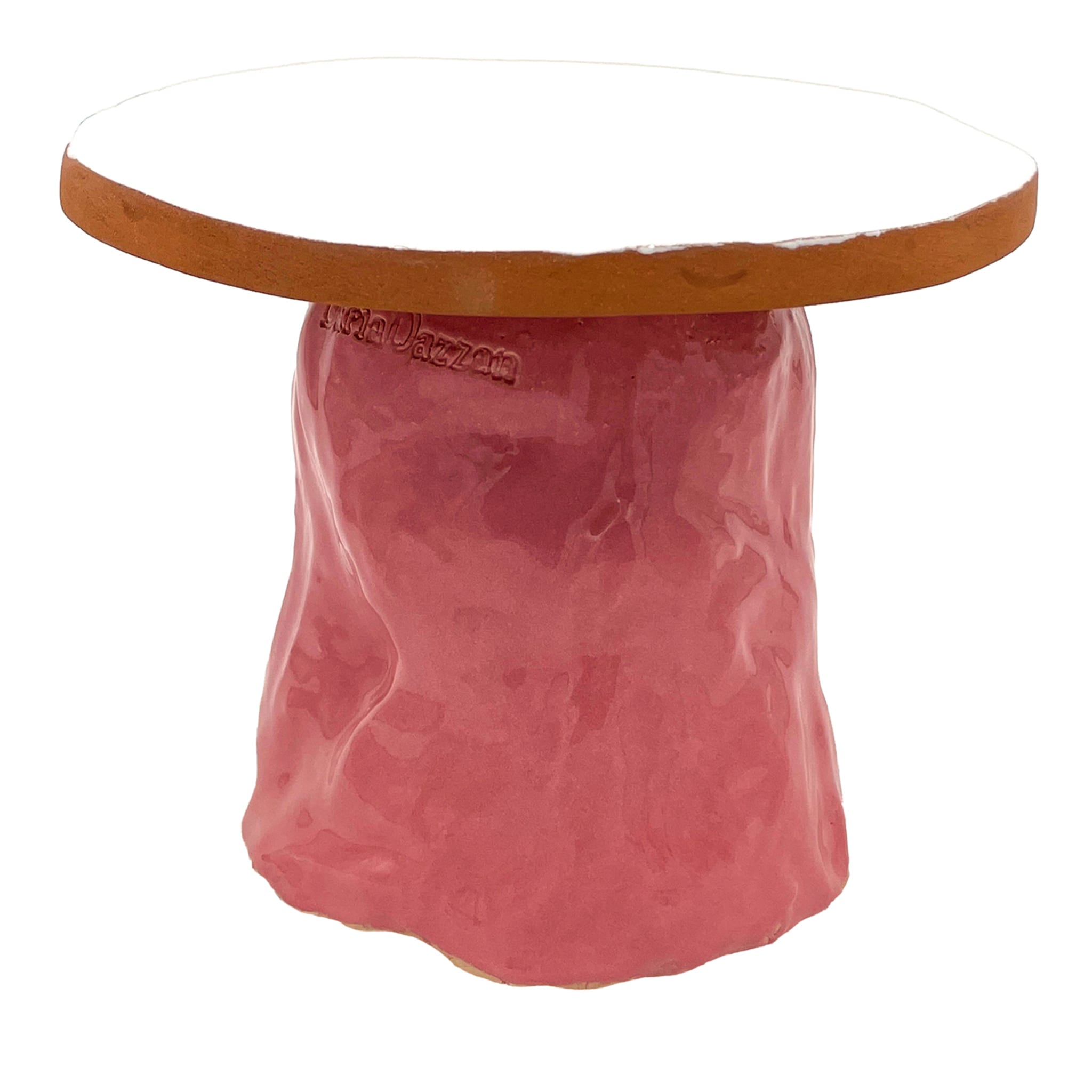 Alzata per torta Fungo Rock rosa e bianca lucida - Vista principale