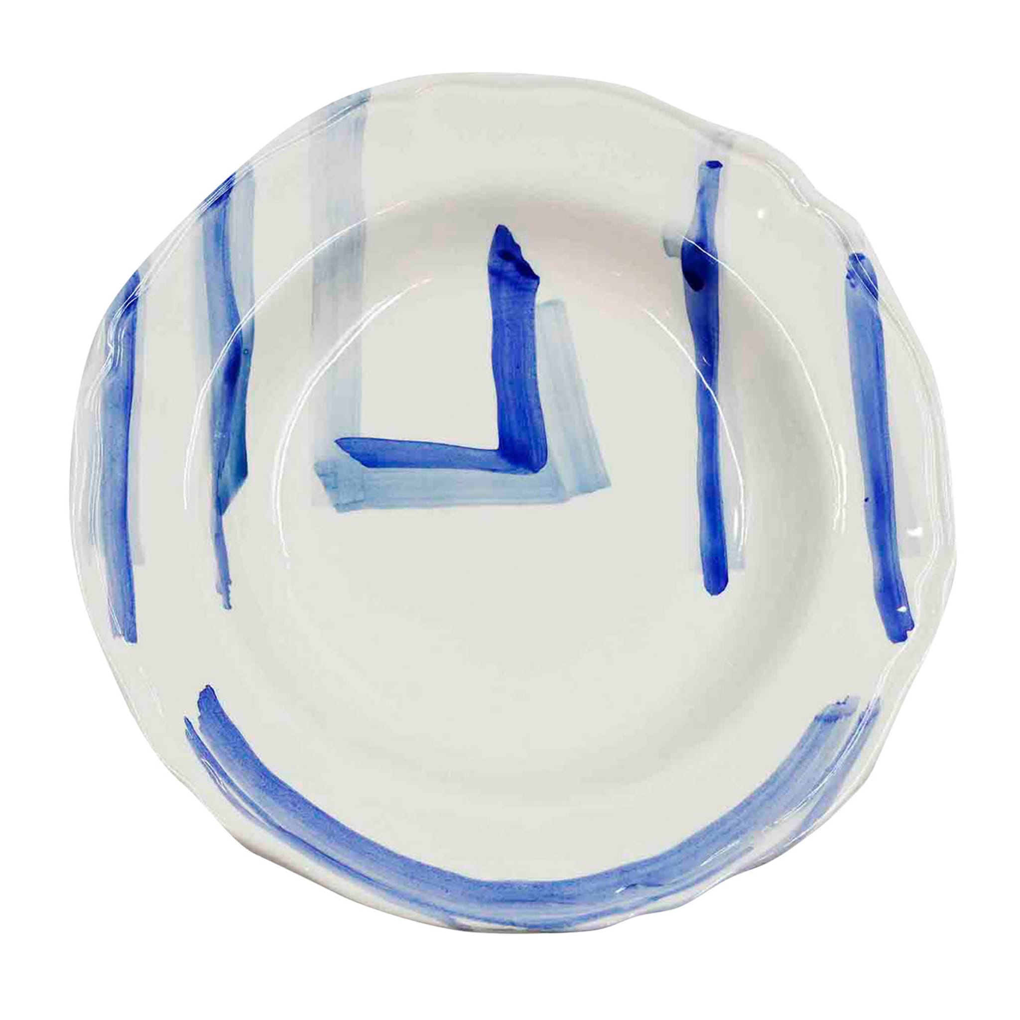 Set of 2 Blue Brushstrokes Soup Plates - Main view