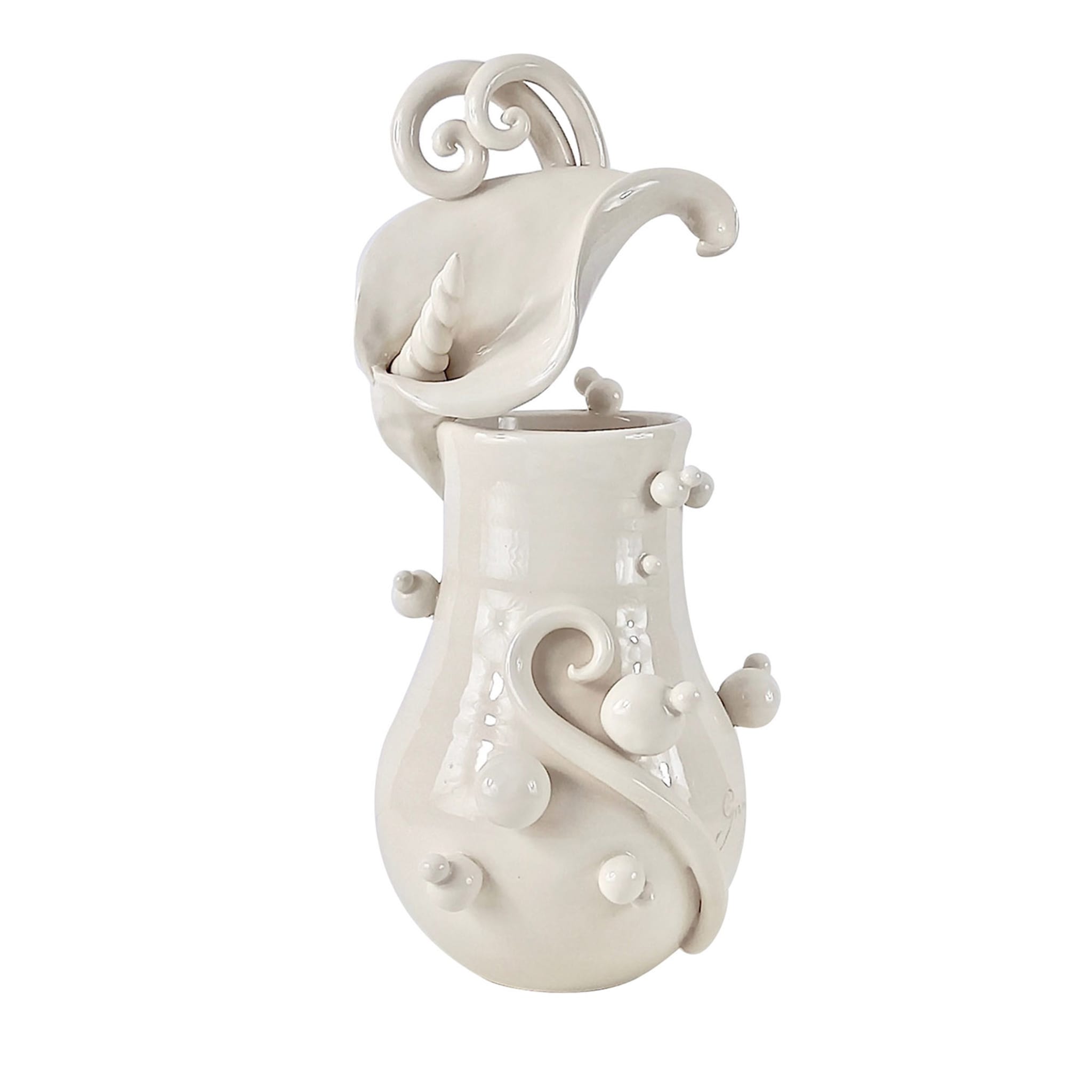 Fantasy Calla White Ceramic Vase #2 - Main view