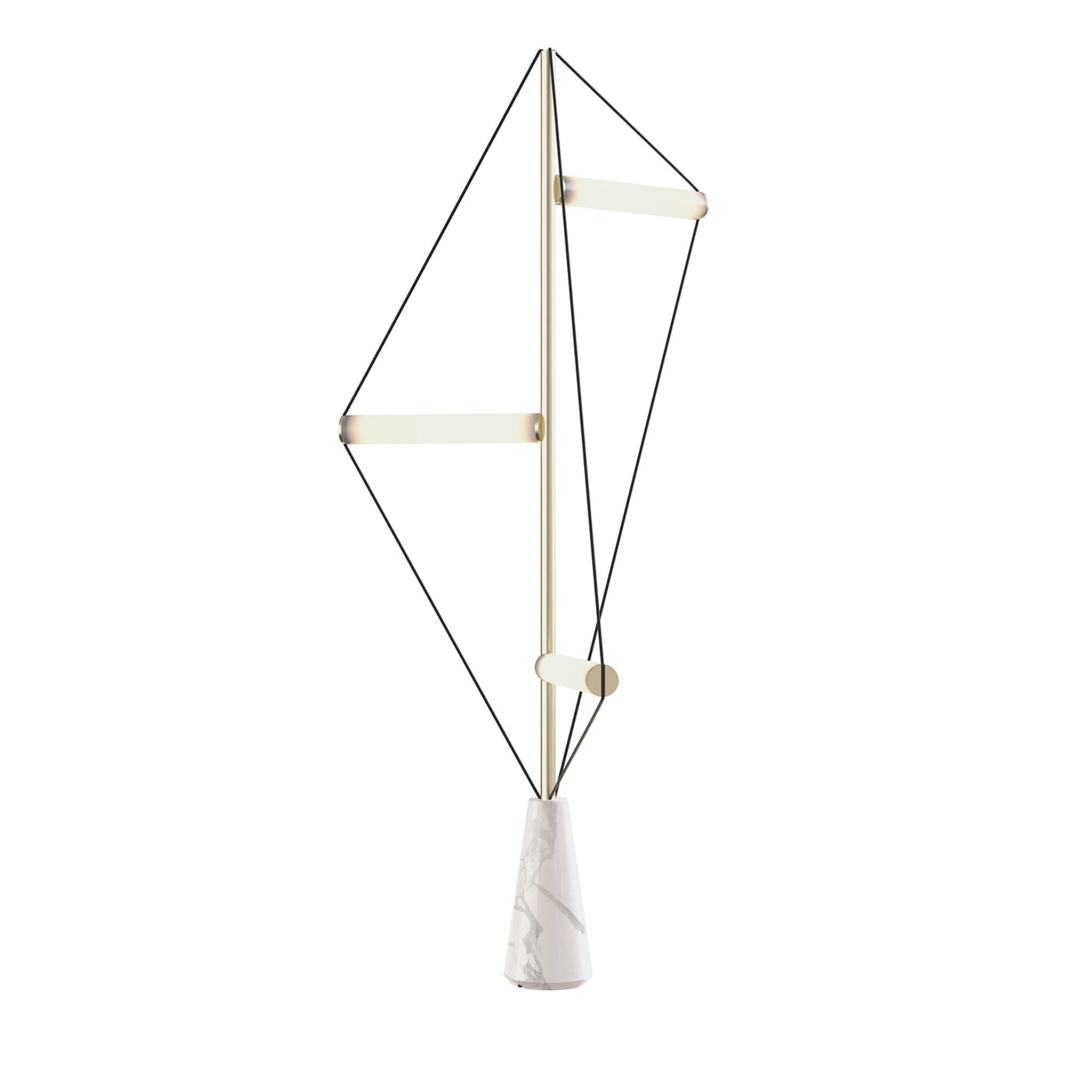 Ed047 Brass Floor Lamp with White Base - Main view