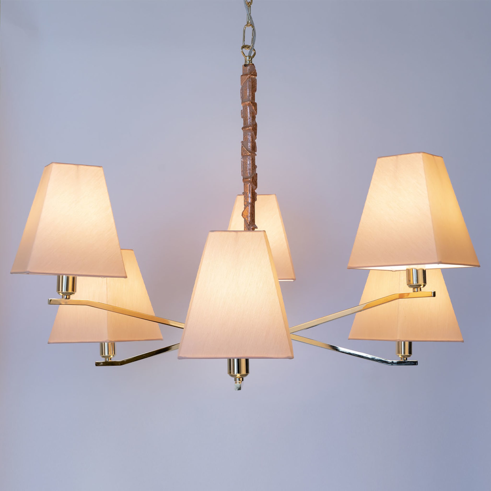 Lámpara de araña de 6 luces de latón galvanizado y dorado - Vista alternativa 1