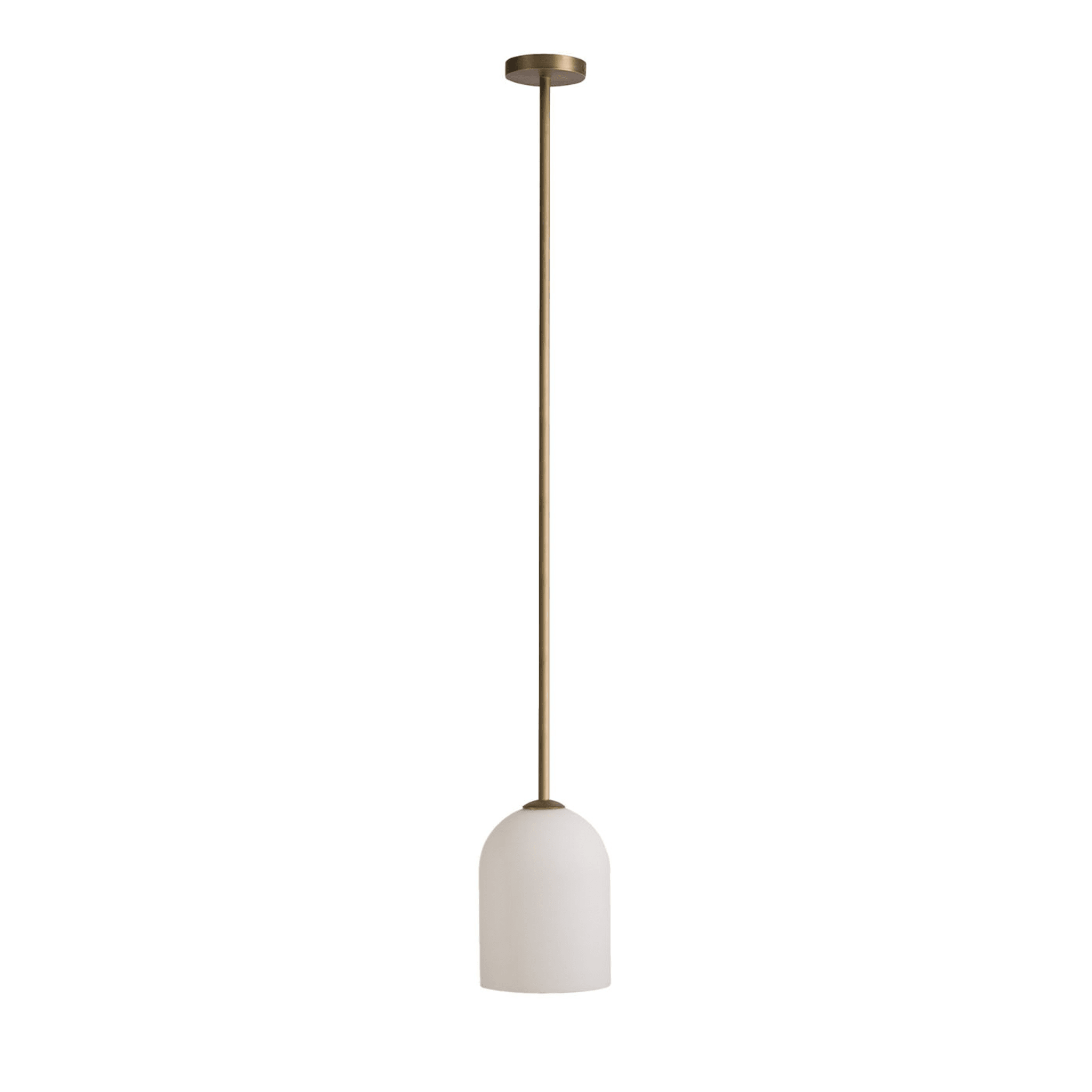 Anthea Satin Brass and White Opal Glass Pendant Lamp - Main view