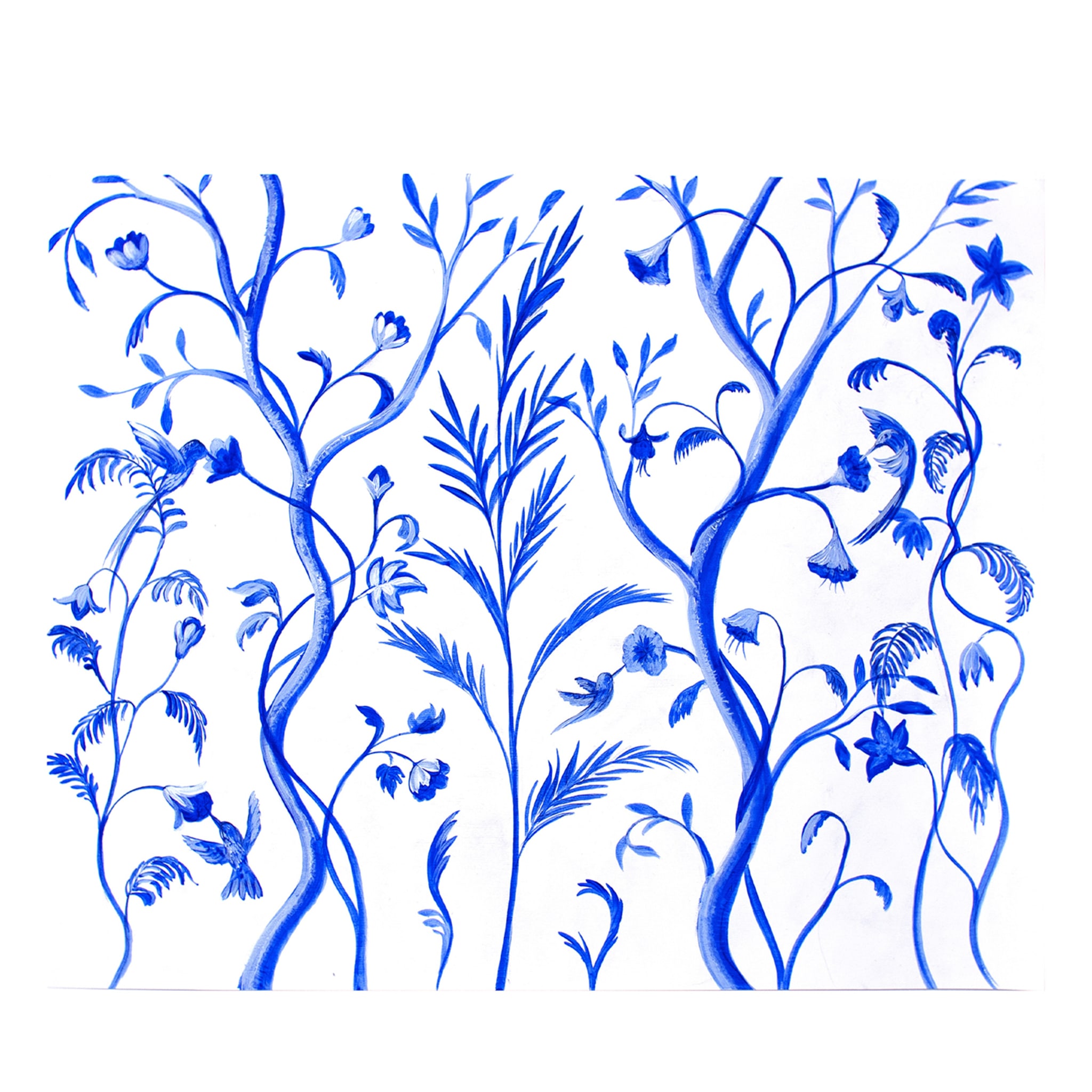 Papel pintado de flores azules - Vista principal