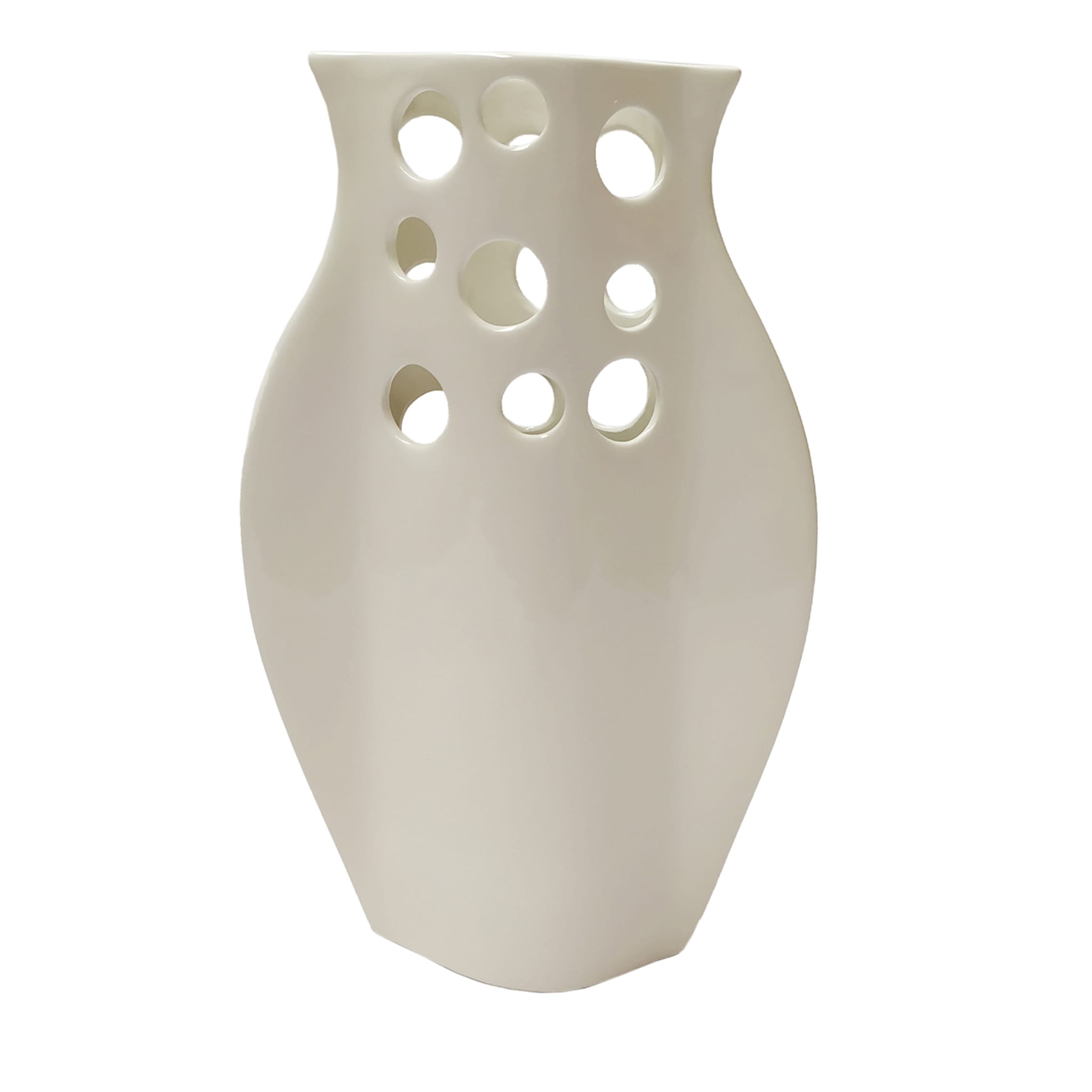 Schiacciati Glossy White Vase #2 - Main view