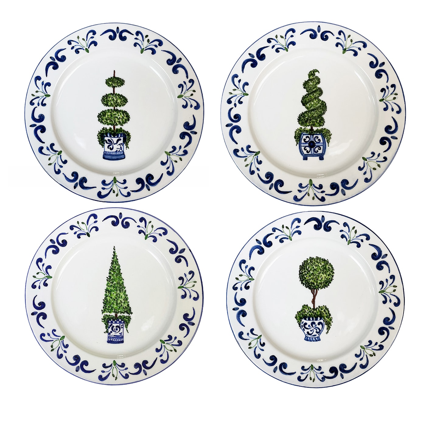 SET OF 4 TOPIARY BLUE DESSERT PLATES - Vio's Cooking