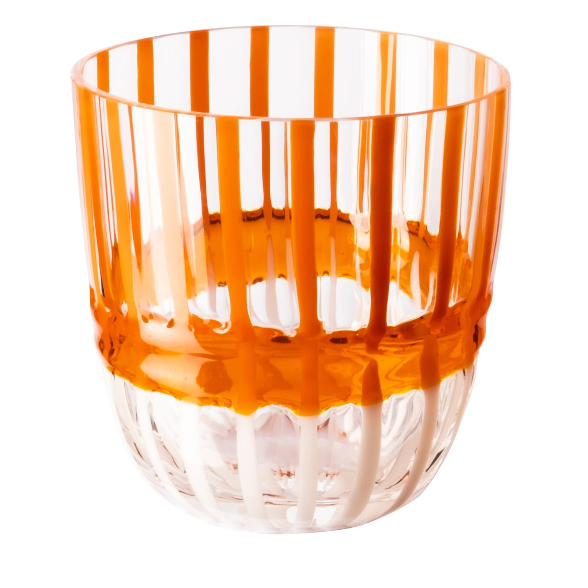Bicchieri a righe bianche e arancioni I Diversi di Carlo Moretti - Vista principale