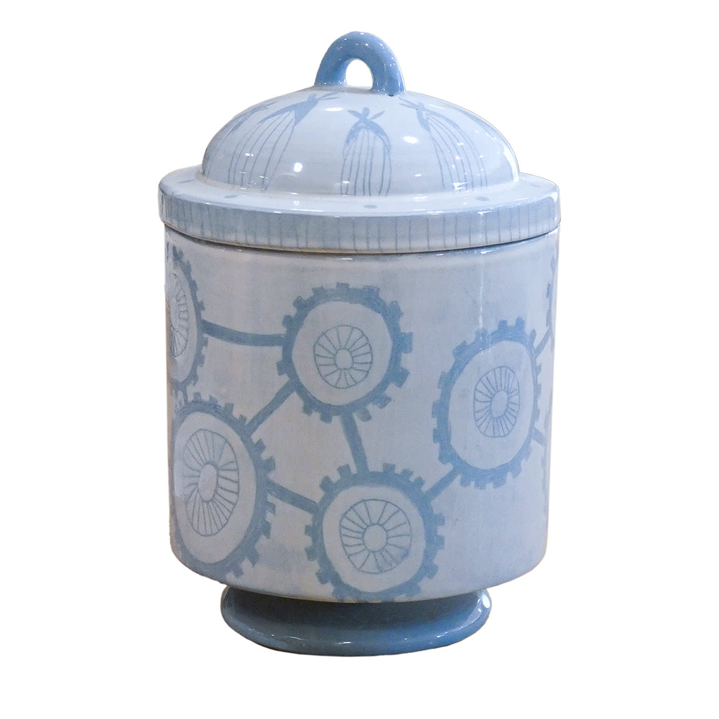 Rotelle Light Blue Vase with Lid - Lou Arte Ceramica