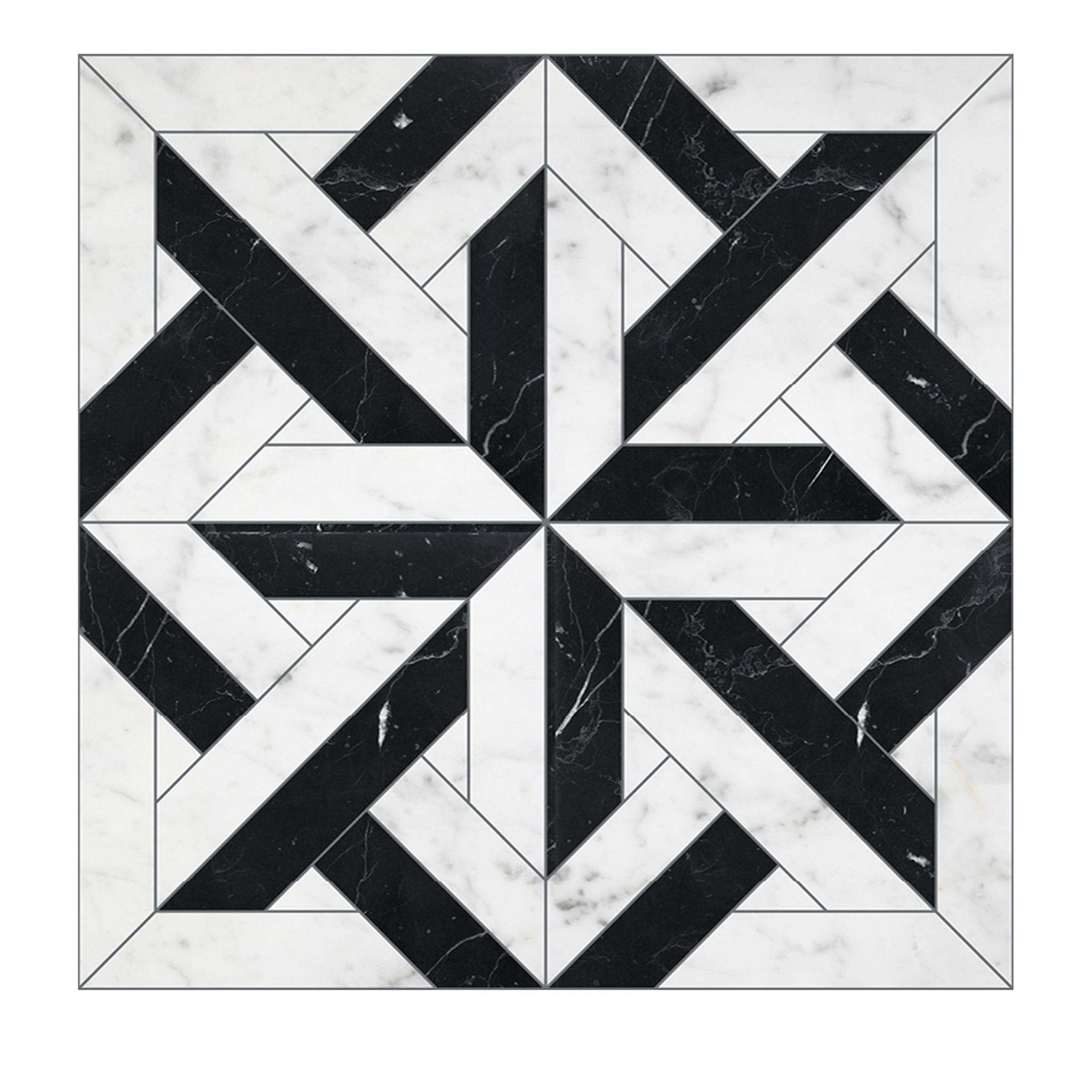 Elite 10 White Carrara and Black Marquina Marble Flooring - Main view