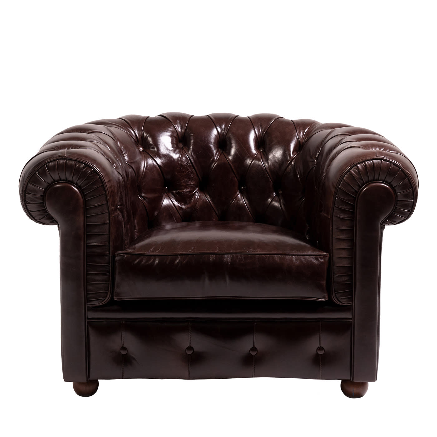 Chesterfield Brown Leather Armchair - Mantellassi 1926