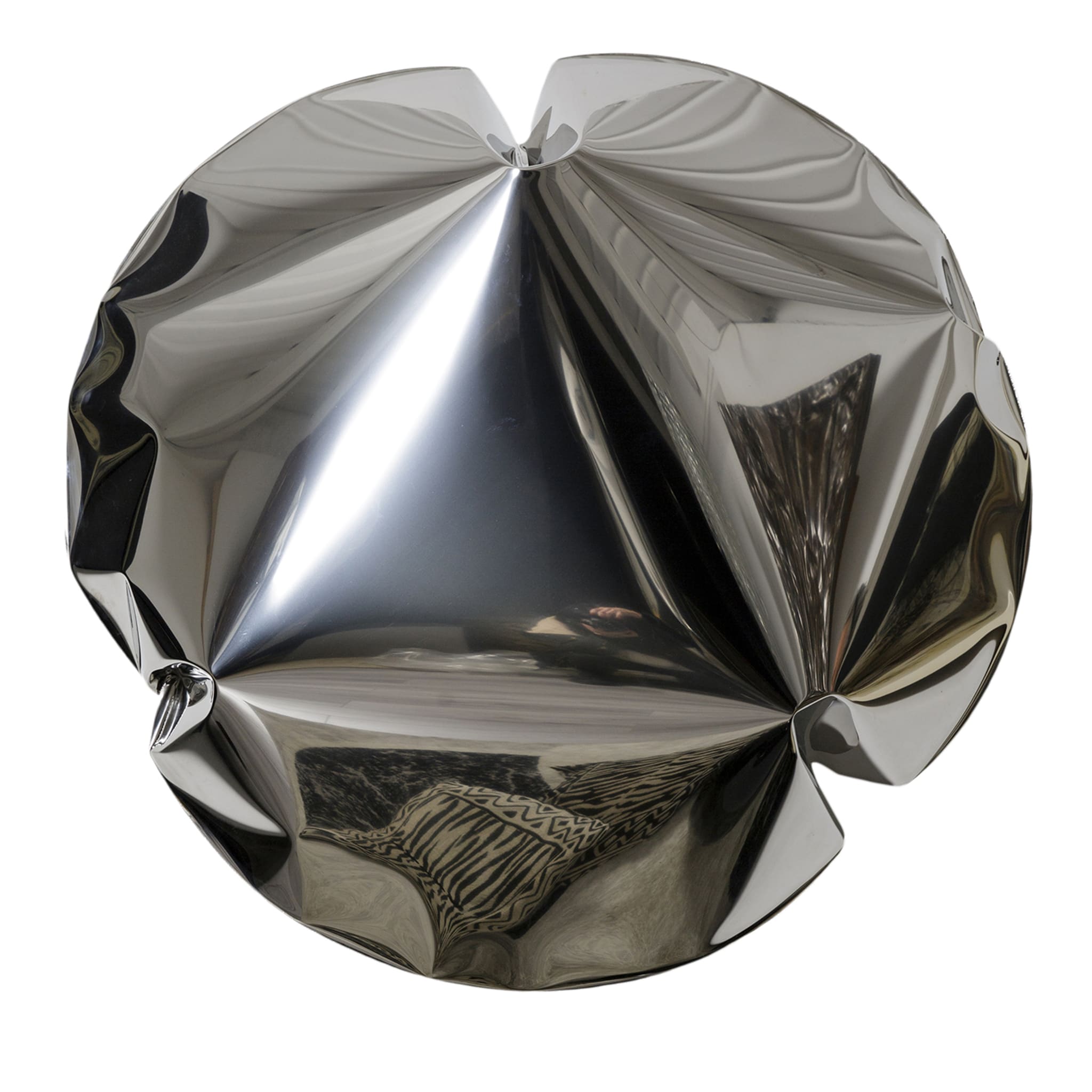 Round Silvery Pillow-Shaped Wall Sculpture - Main view