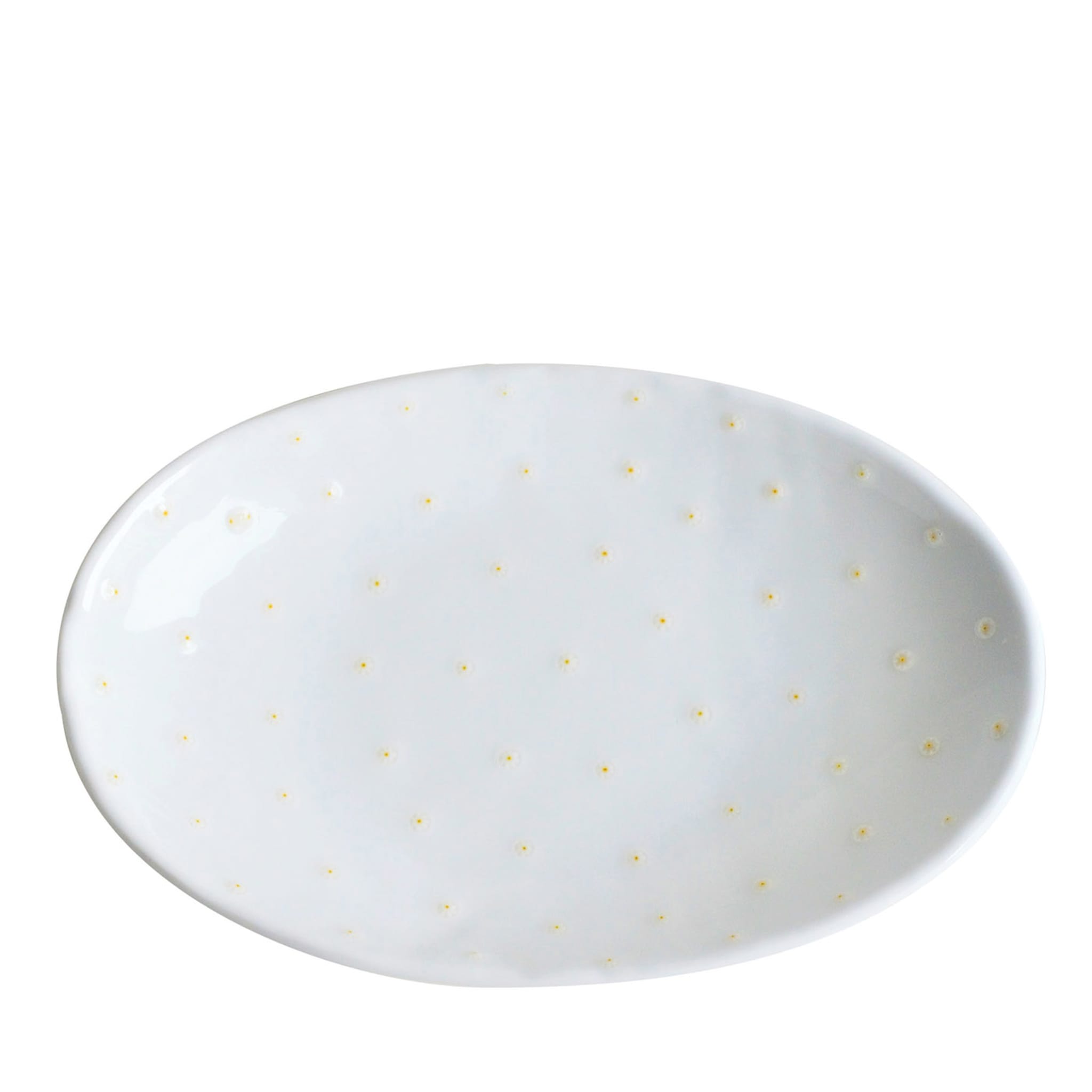 White Serving Platter with Daisy Murrine glass inlays  - Main view