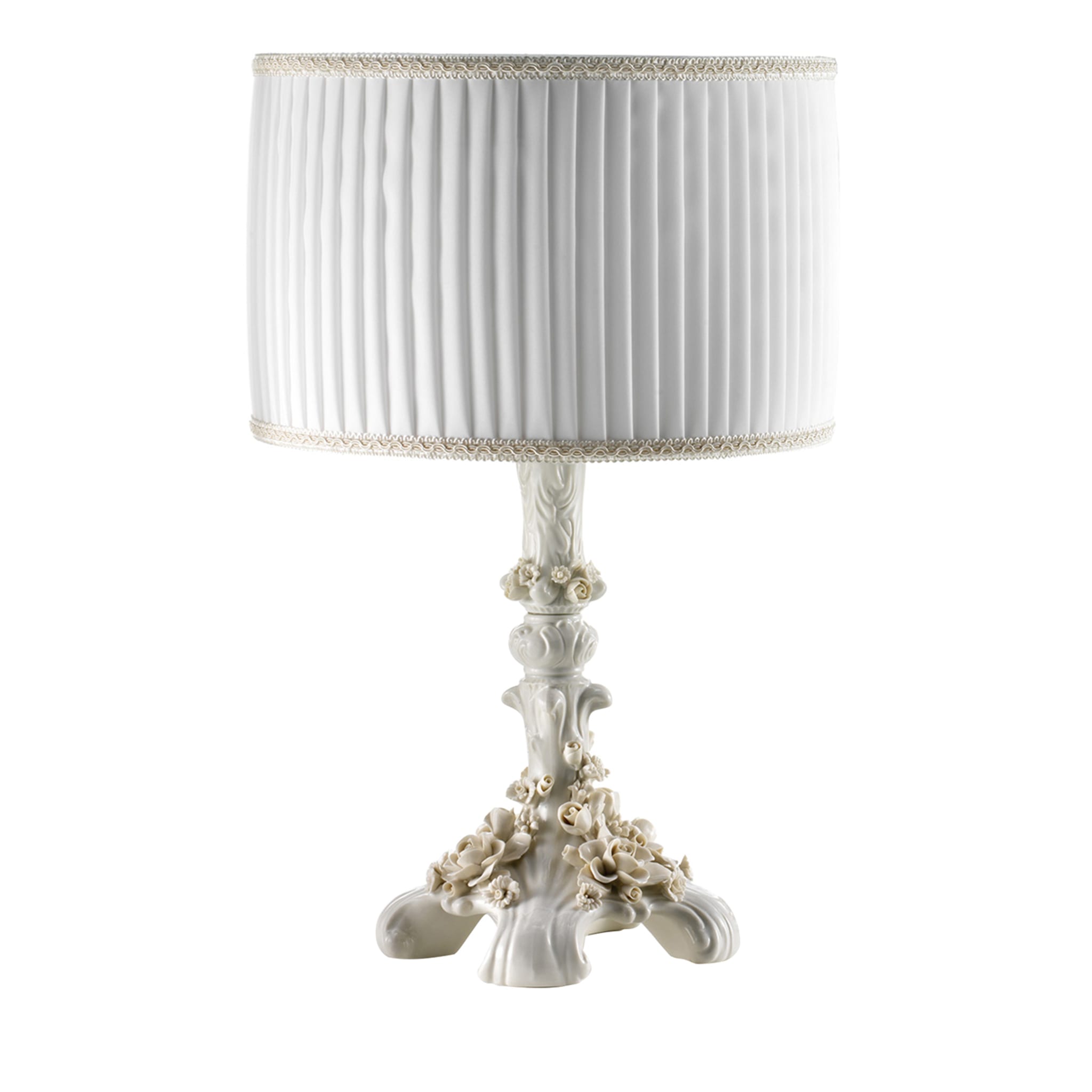 Flowery Small White Porcelain Table Lamp - Main view