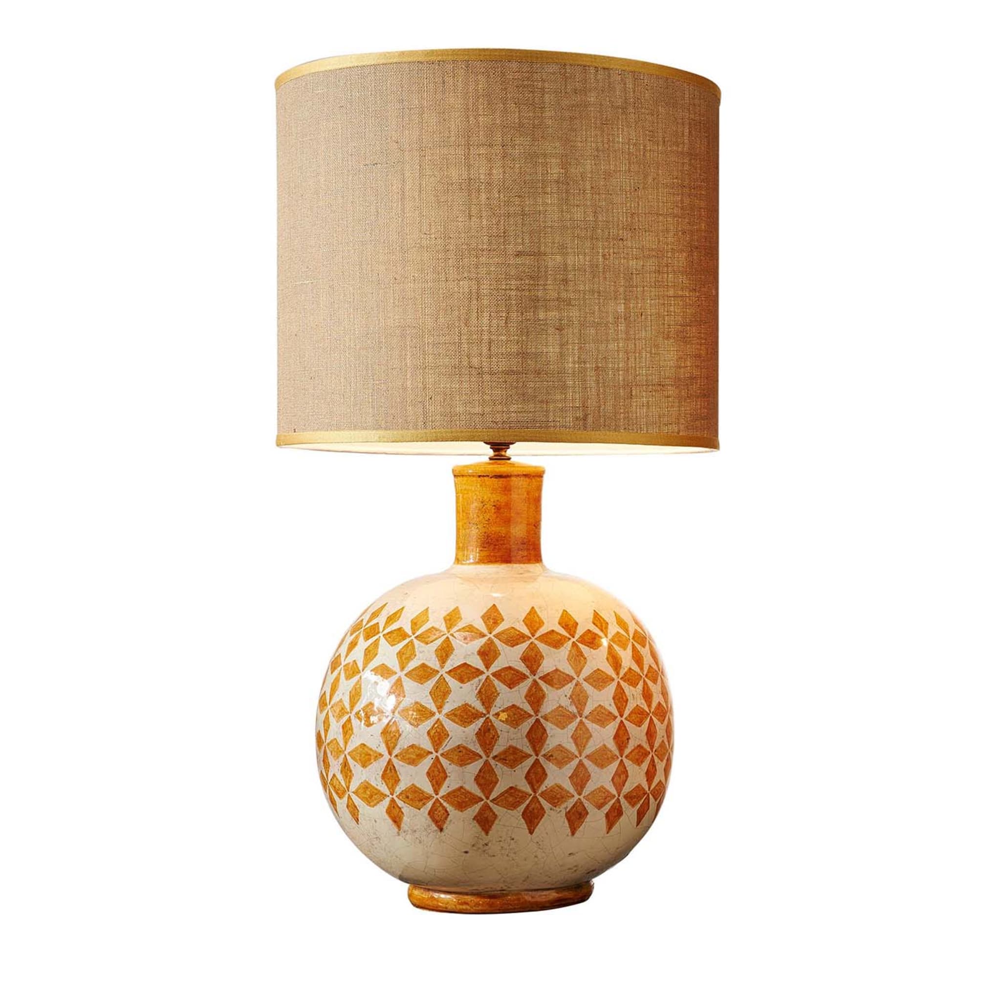 Orangefarbene Keramiklampe - Hauptansicht