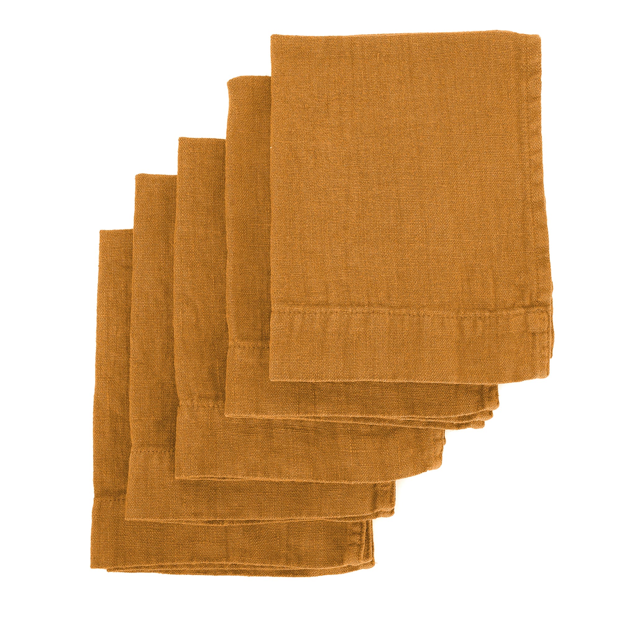 Set of 4 Mustard Linen Hand Towels - Alternative view 3
