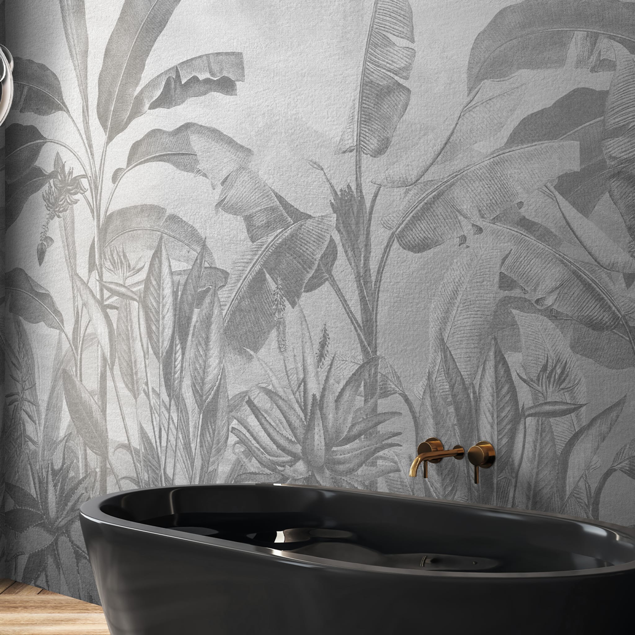 B&W plants textured wallpaper - Alternative view 1