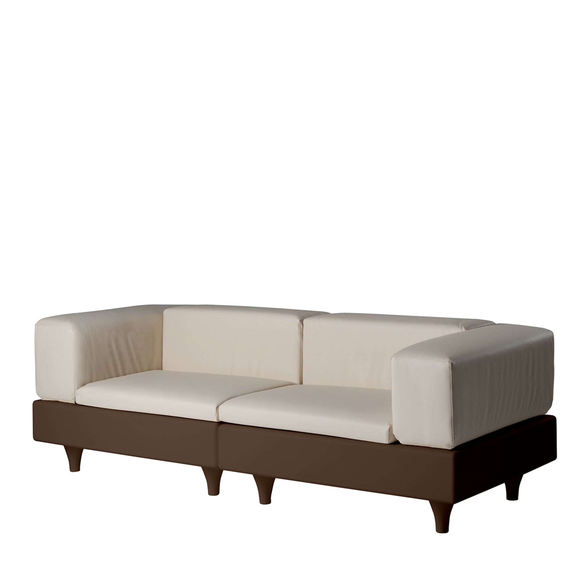 Happylife 2-Seater Brown and Beige Sofa - Main view
