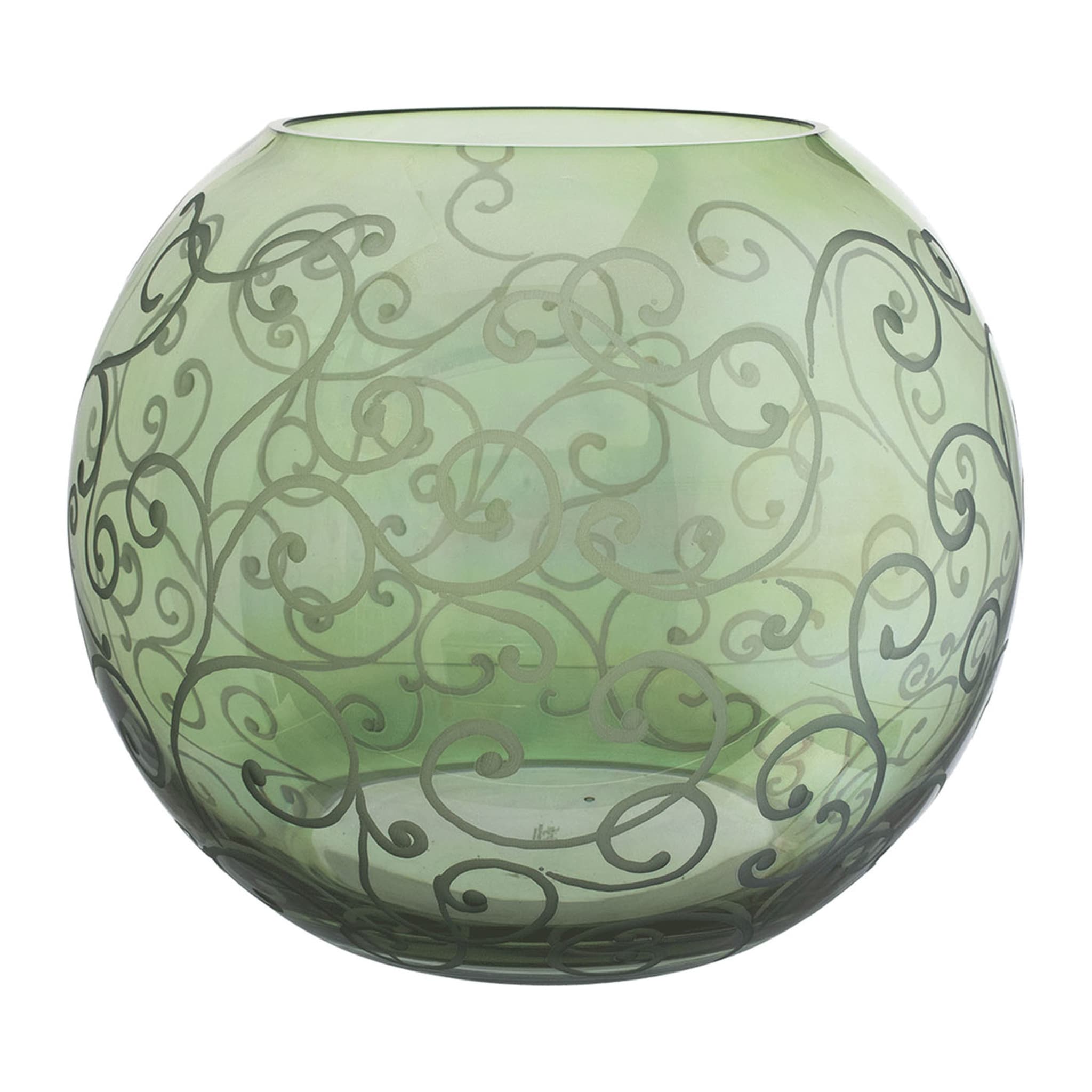 Vase sphérique en verre vert de Ritmica - Vue principale