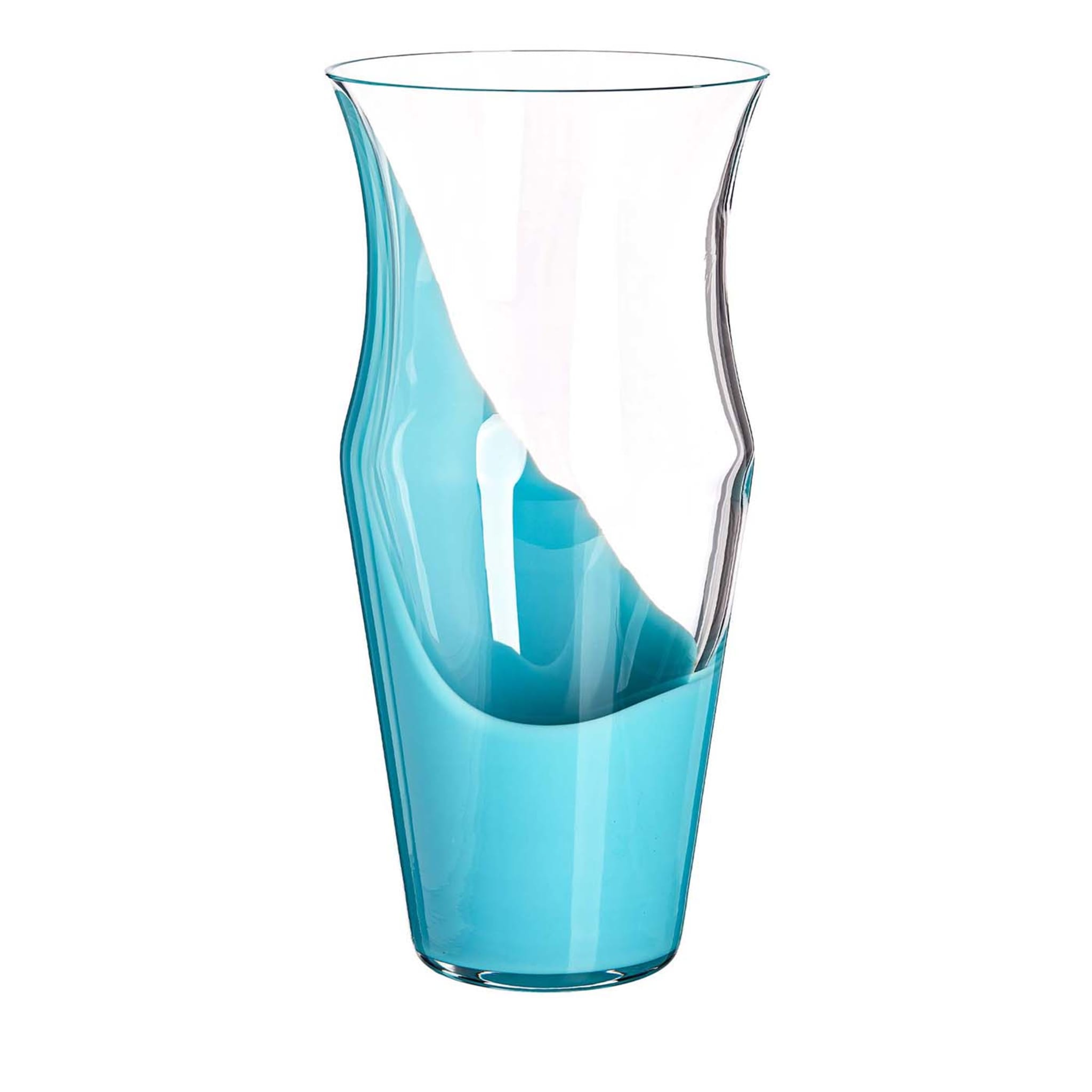 Monocromo Teal and Transparent Vase by Carlo Moretti - Main view