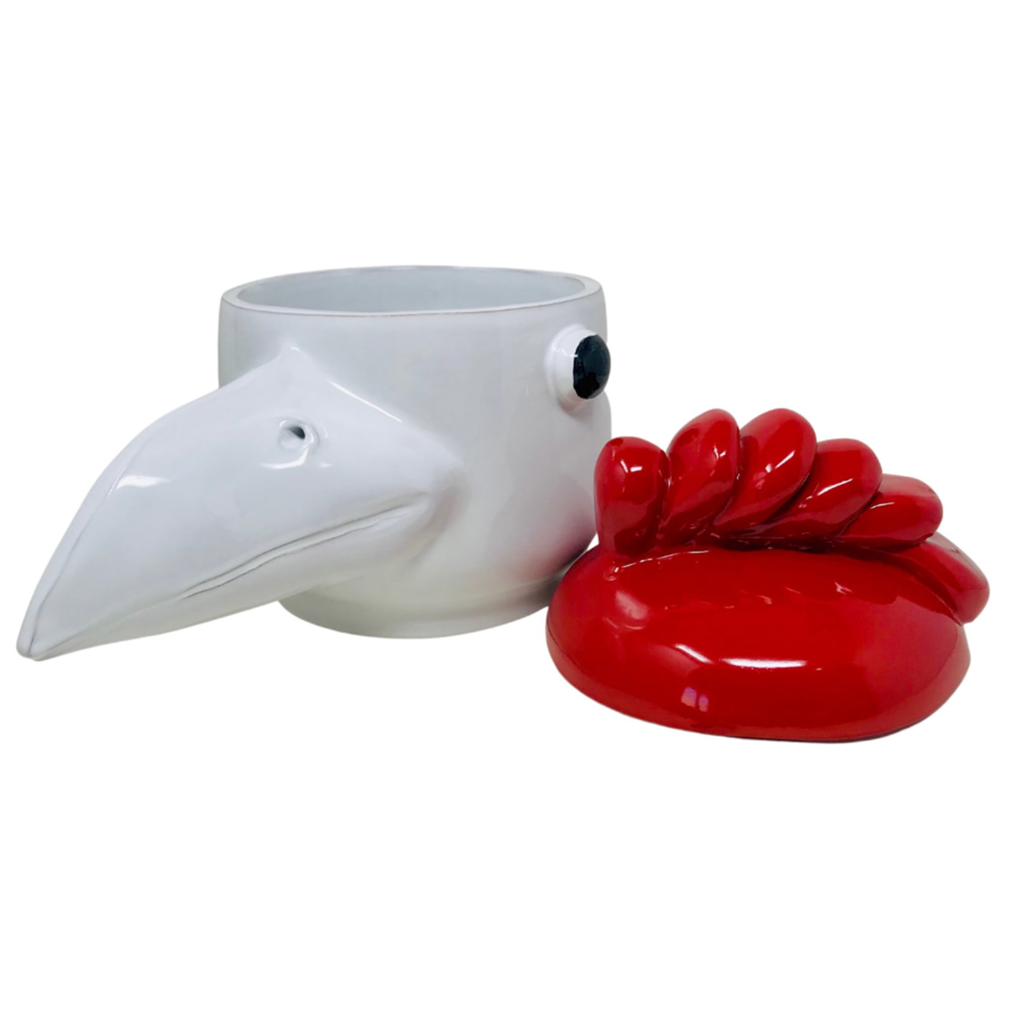 Large Red and White Bird Container with Lid - Alternative view 2