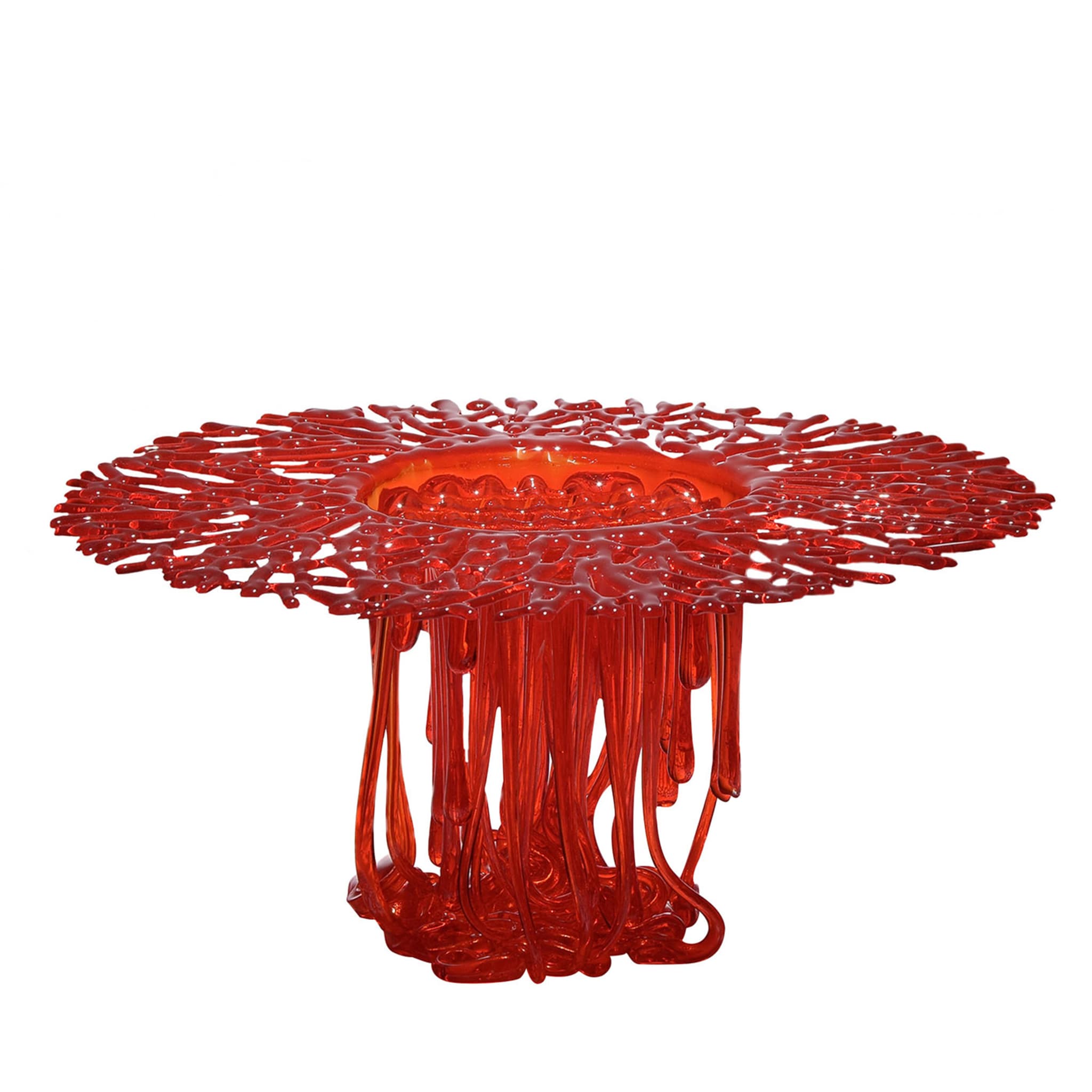 Centro de mesa escultórico de cristal de Murano con coral rojo - Vista principal