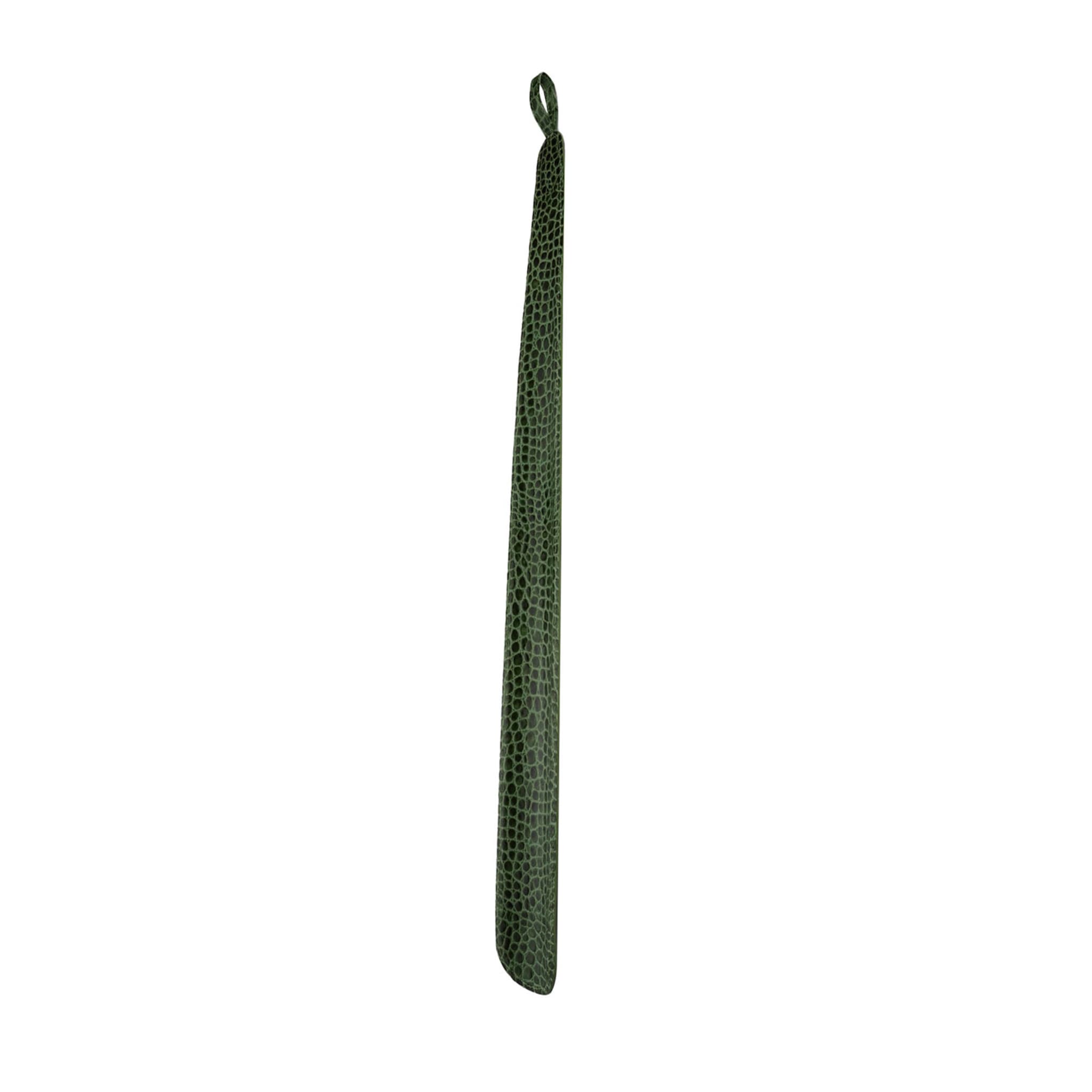 Long cornet à chaussures en cuir vert émeraude simili-croc - Vue principale