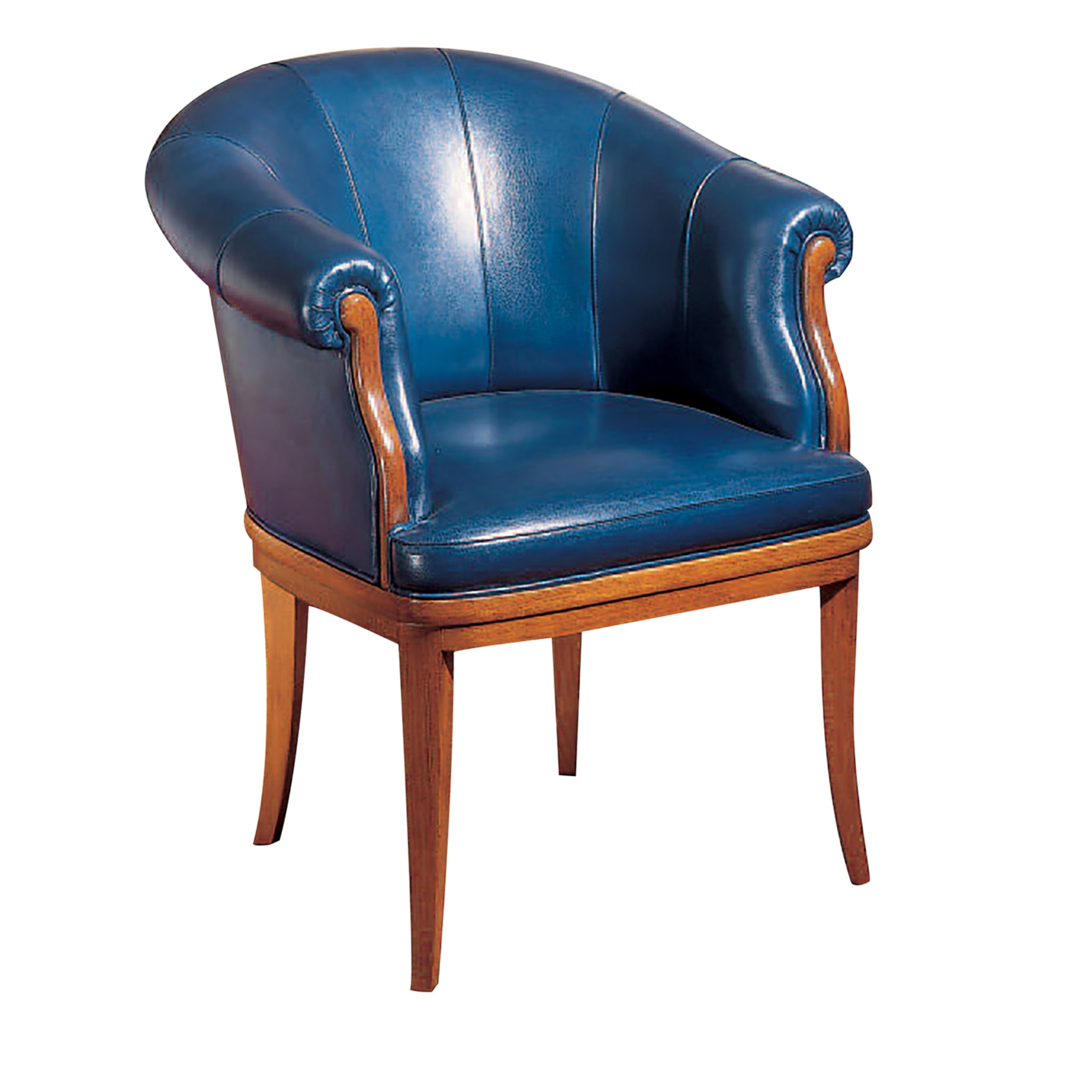 Navy Blue Leather Armchair - Main view