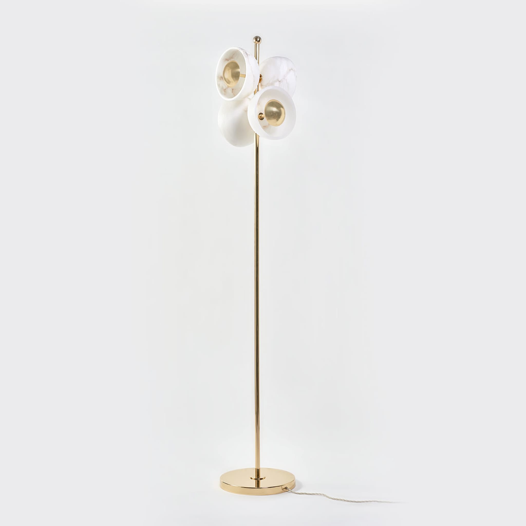 "Butterfly" Floor Lamp in Polished Brass and Alabaster - Alternative view 1