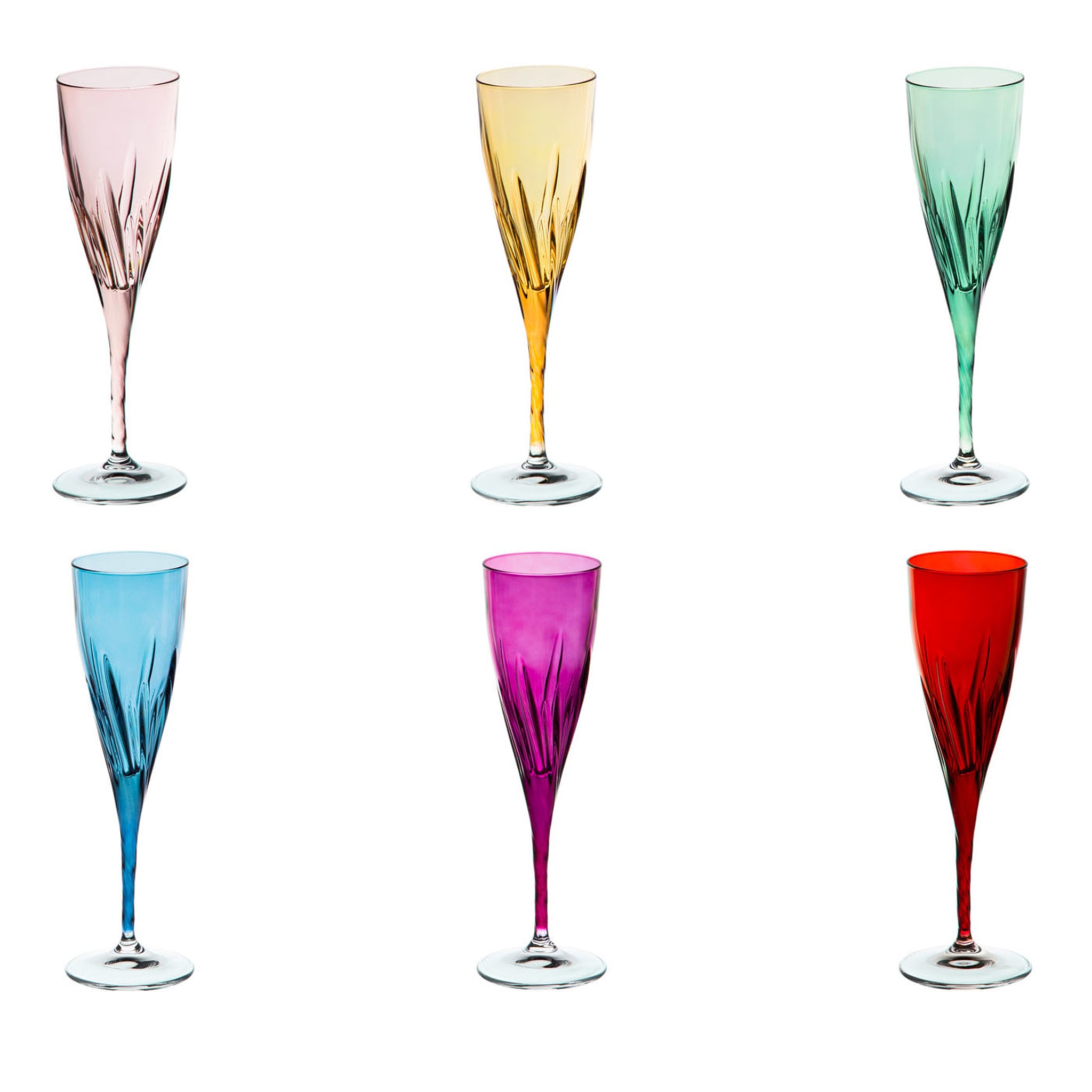 Fusion Multicolor Champagne Glasses (Set of 6)