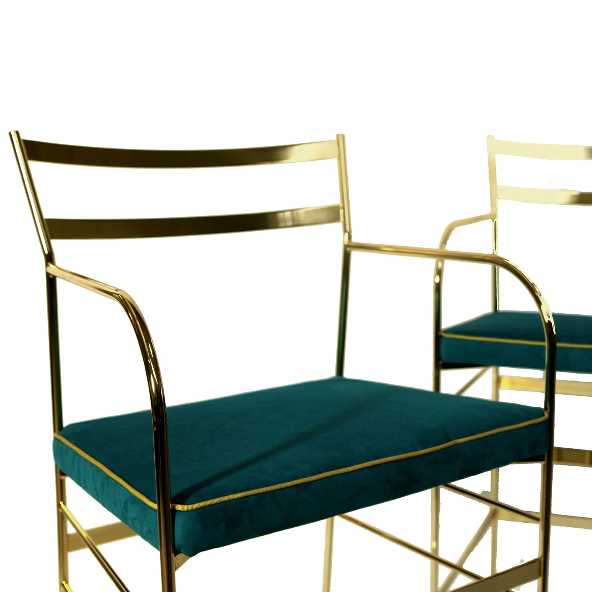 Set of 2 Paul Gold and Blue Bar Stool - Alternative view 2