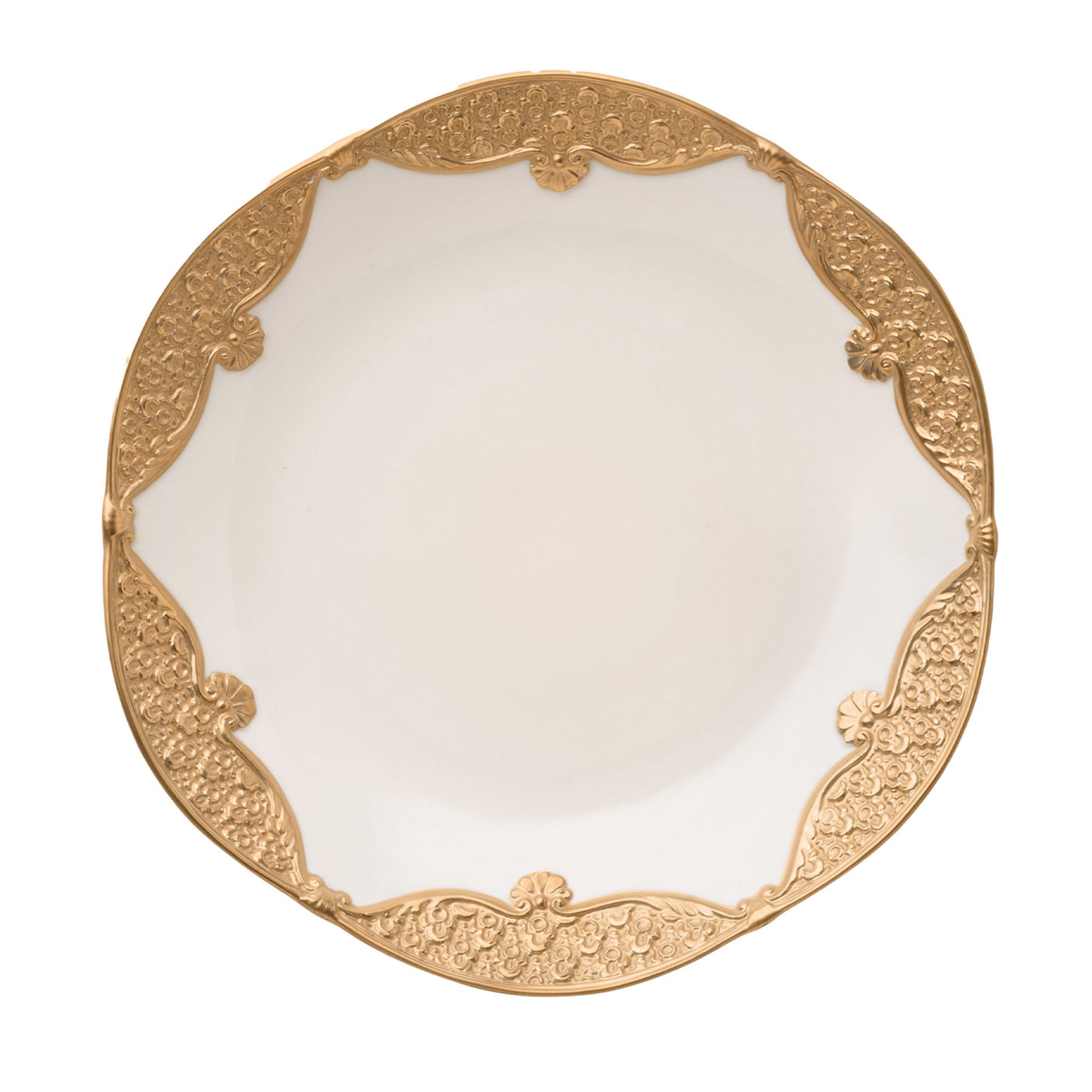 Caterina Set of 2 White & Gold Soup Plates - Main view