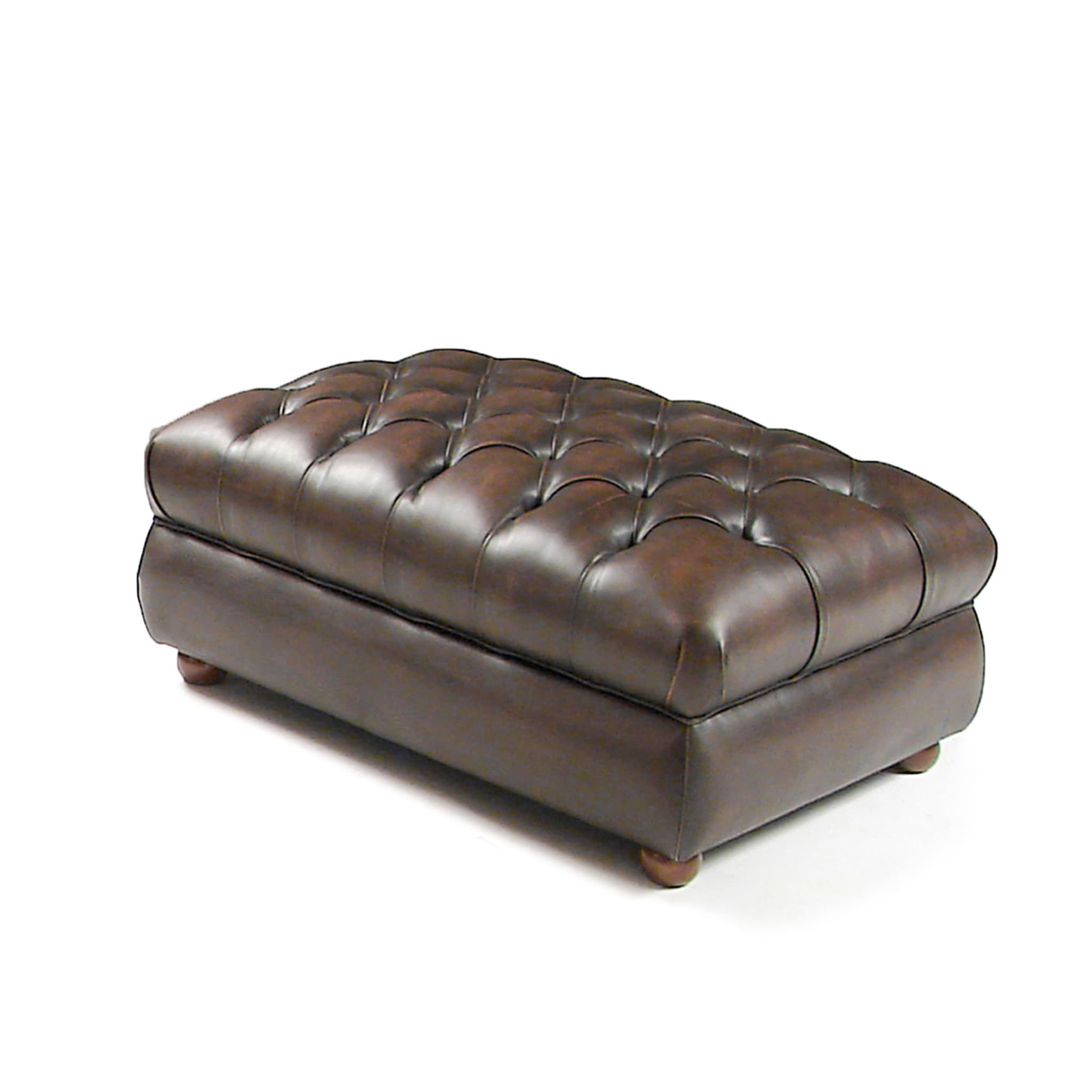 Chesterfield Brown Leather Pouf - Alternative view 1