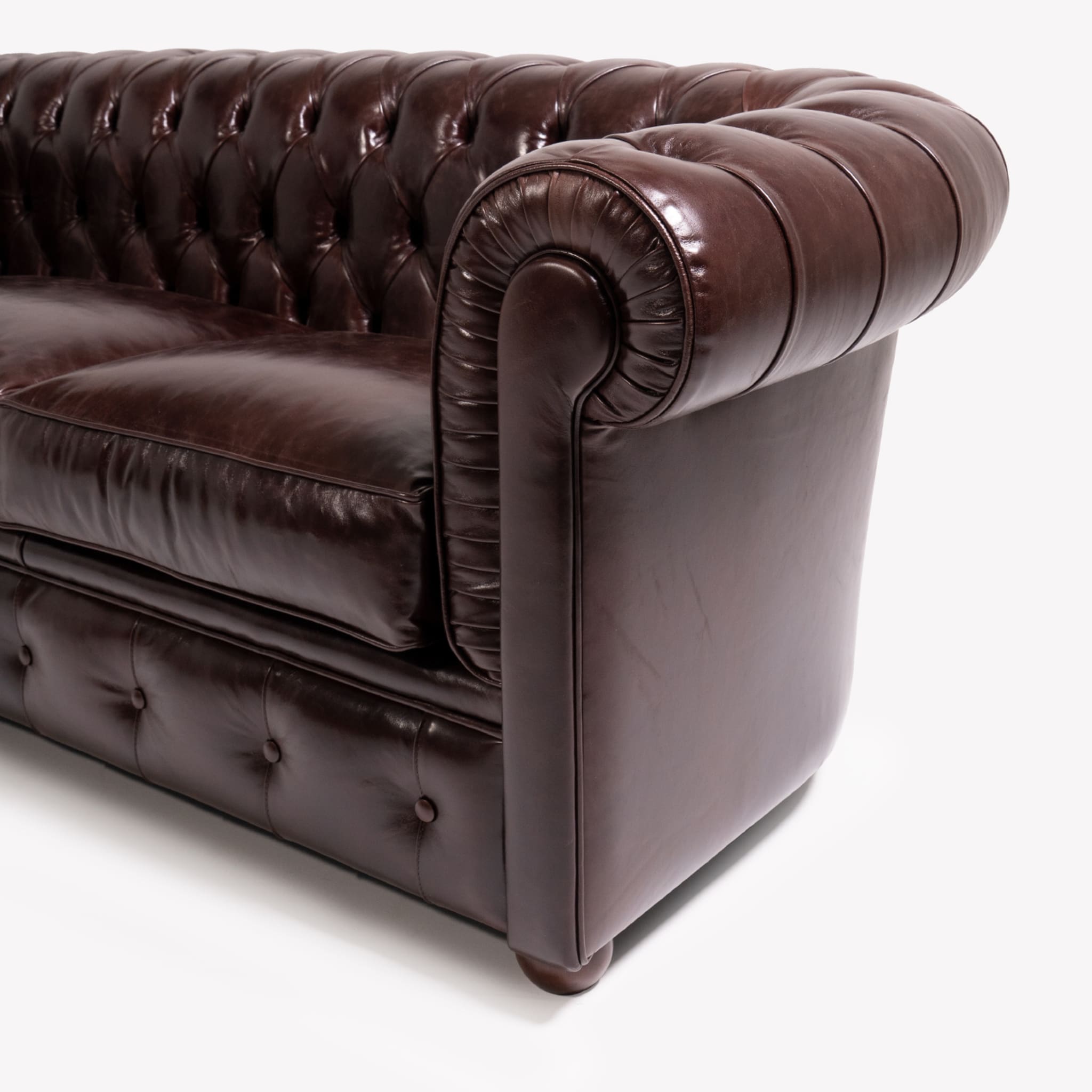 Chesterfield Brown Leather 3-Seater Sofa - Alternative view 2