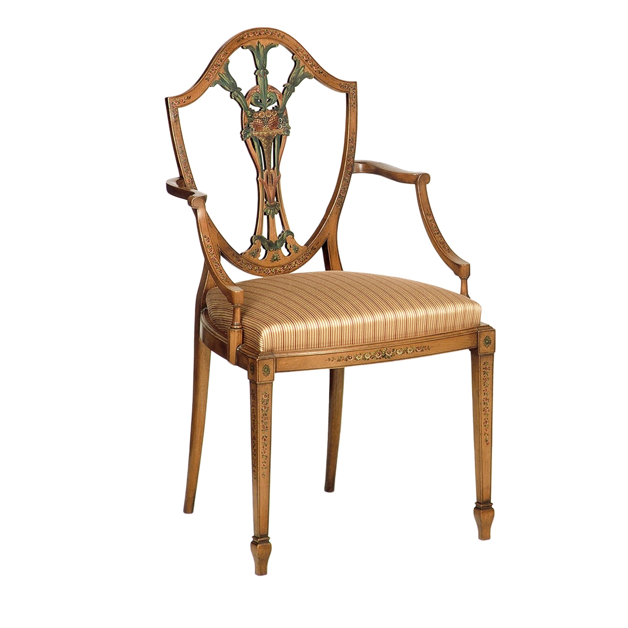 Chaise polychrome peinte à la main de style Hepplewhite - Vue principale