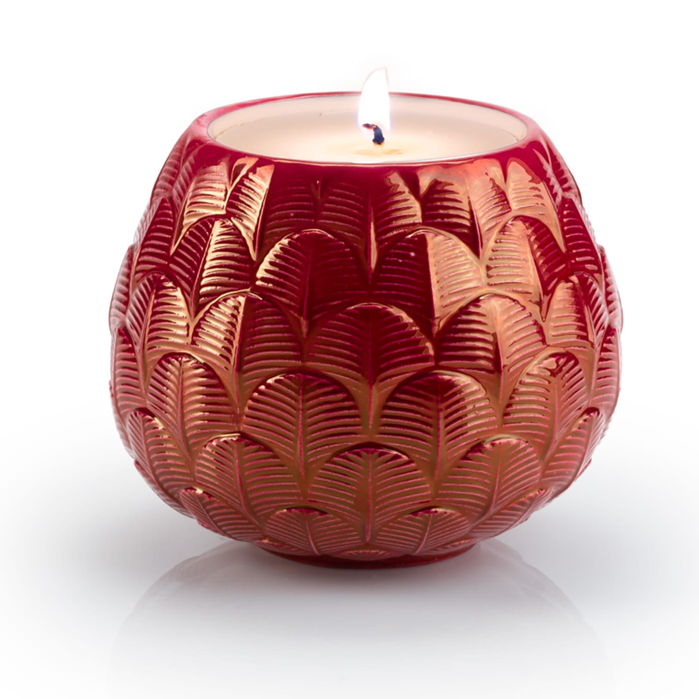 CHARLOTTE PEACOCK CANDLE COVER - RED Villari Home Couture