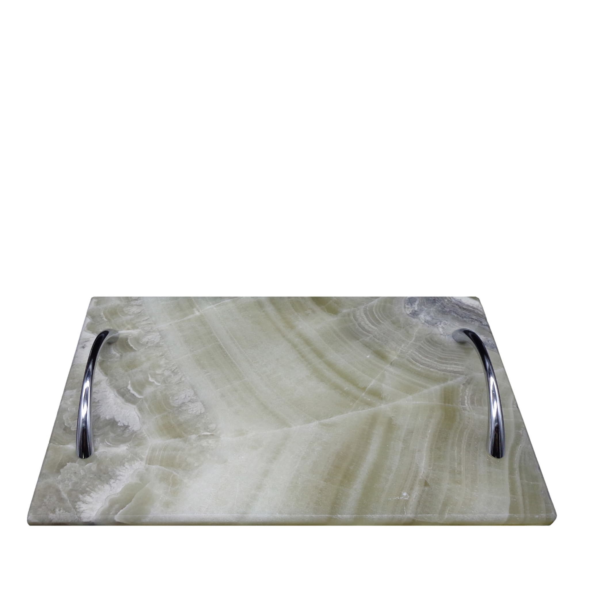 M Rectangular Velvet Onyx Tray with Steel Handles - Main view