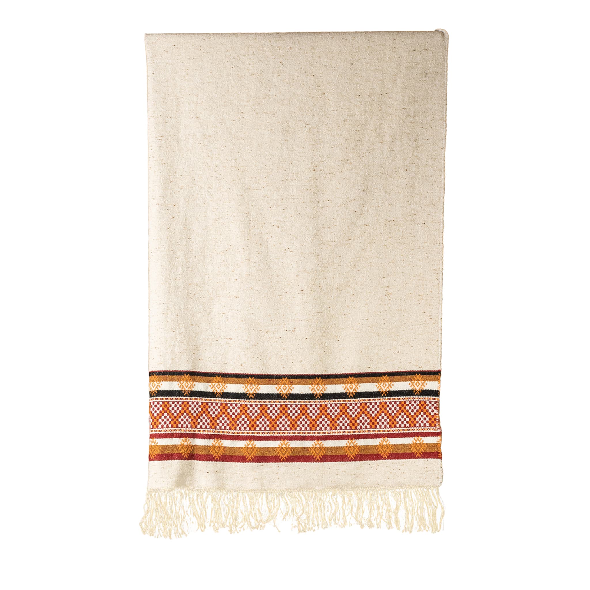 Ruggito Fringed Patterned Polychrome Blanket - Main view