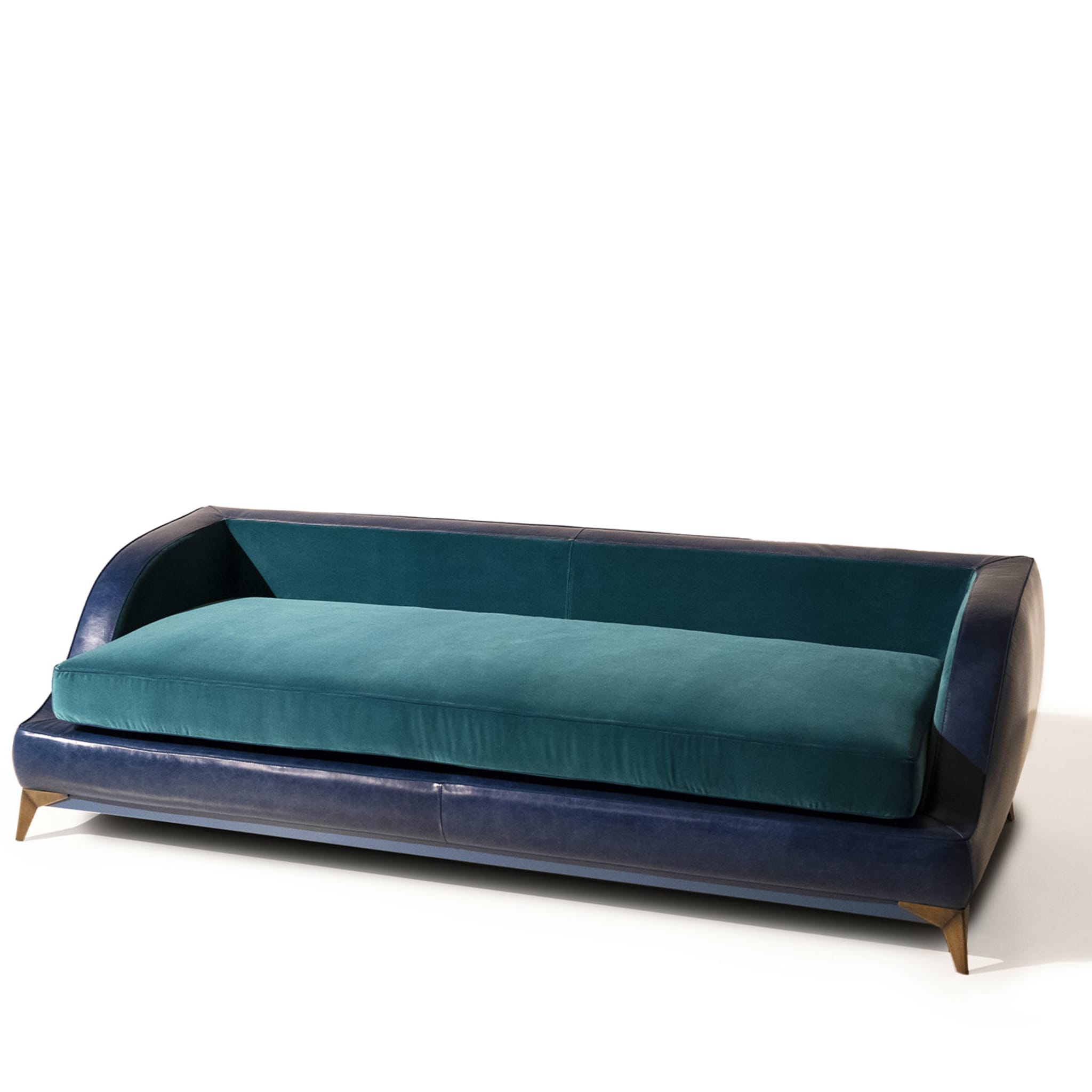 Couch-Sofa mit Leder- und Stoffkombination - Alternative Ansicht 3