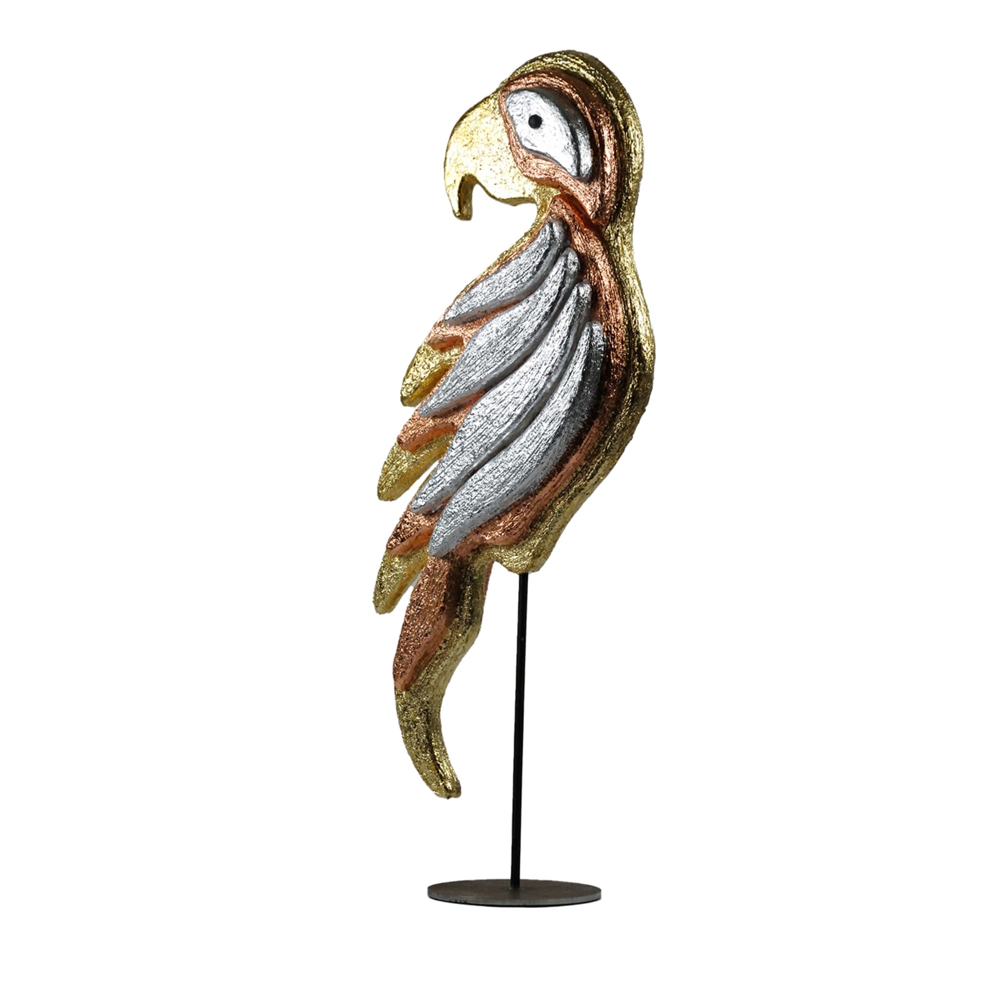 Sculpture polychrome perroquet magique - Vue principale