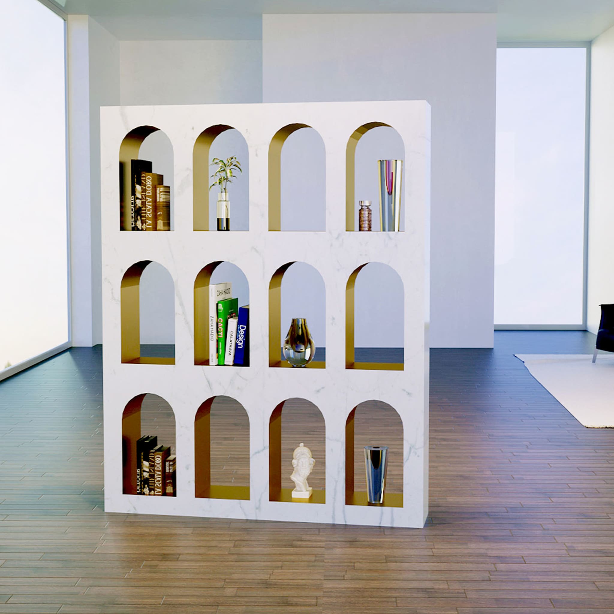 Portici Bücherregal aus weißem Carrara-Marmor von sid&amp;sign - Alternative Ansicht 4