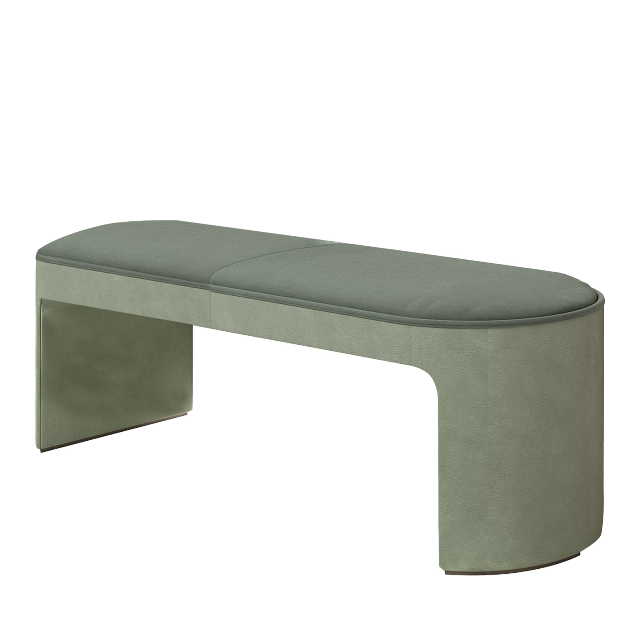 Light Green Leather and Fabric Bench - Main view