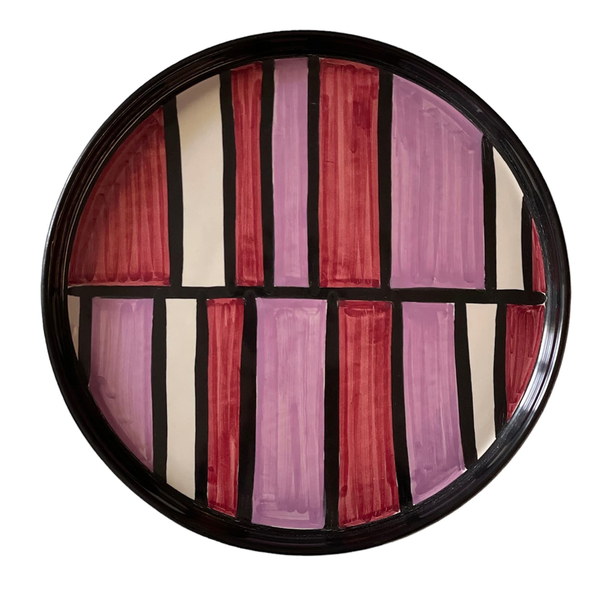 Purple Striped Round Tray - Main view