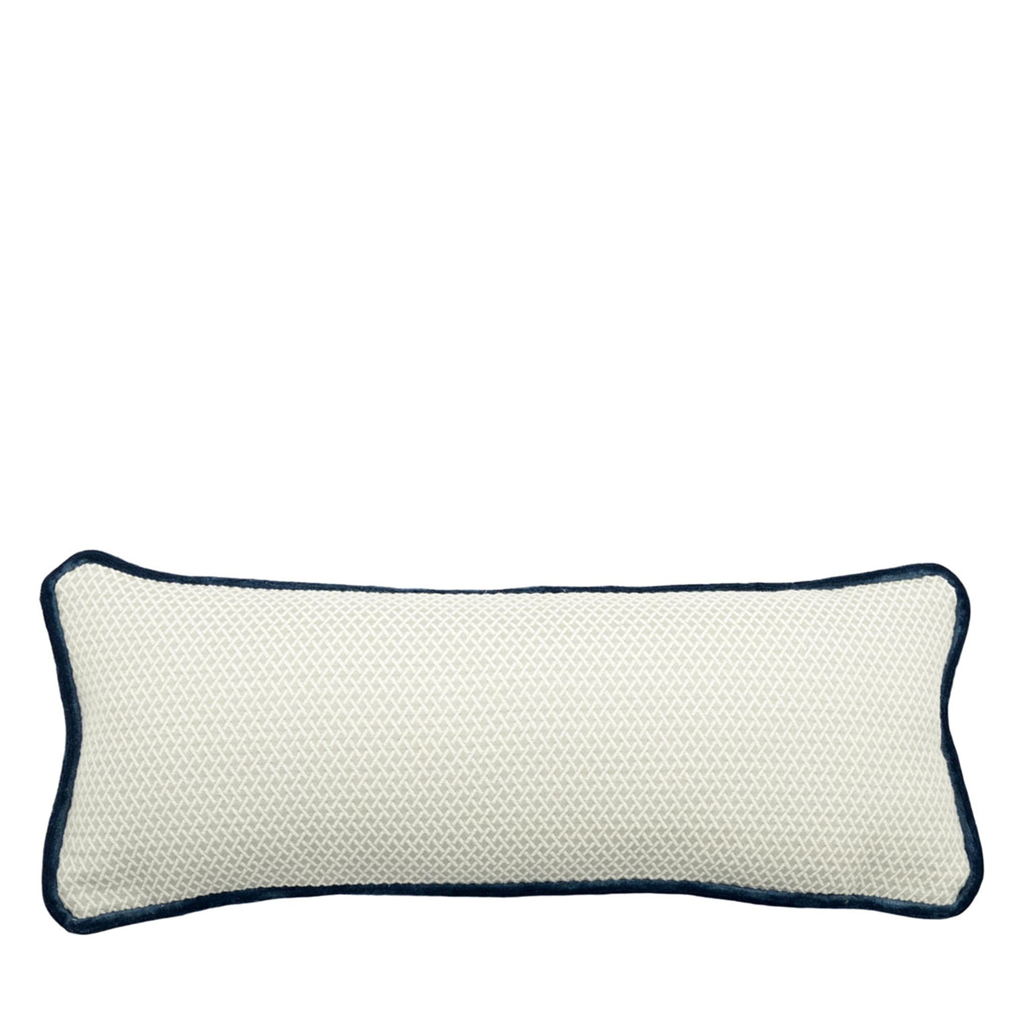 White Rectangluar Longue Cushion in false unit jacquard fabric - Main view